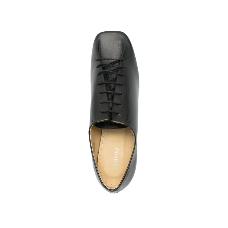 LEMAIRE Leather Derby Pumps BK999 Black - Image 4
