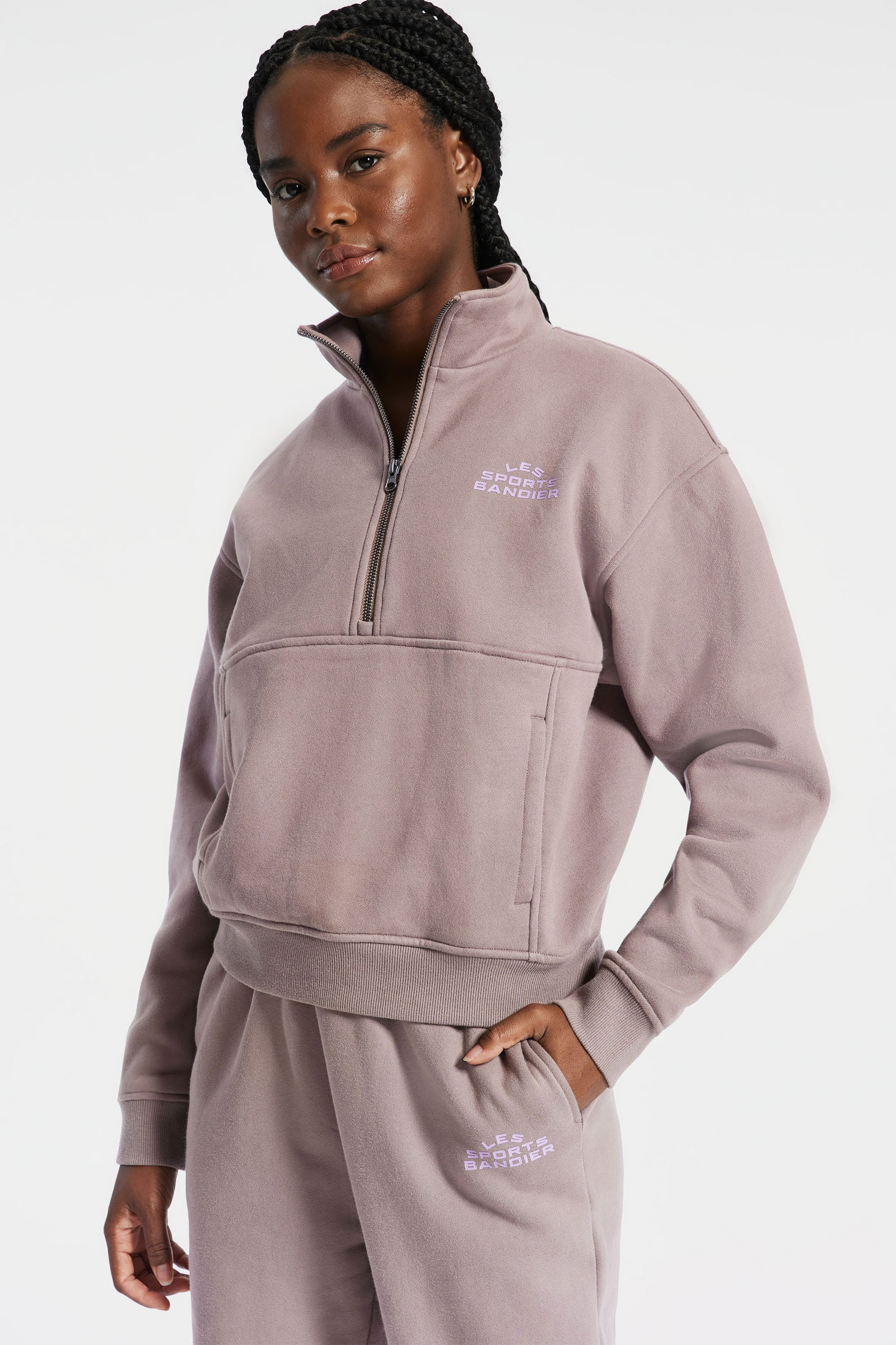 BANDIER Les Sports Bandier 1/2 Zip Sweatshirt - Iron/regal Orchid - Image 5