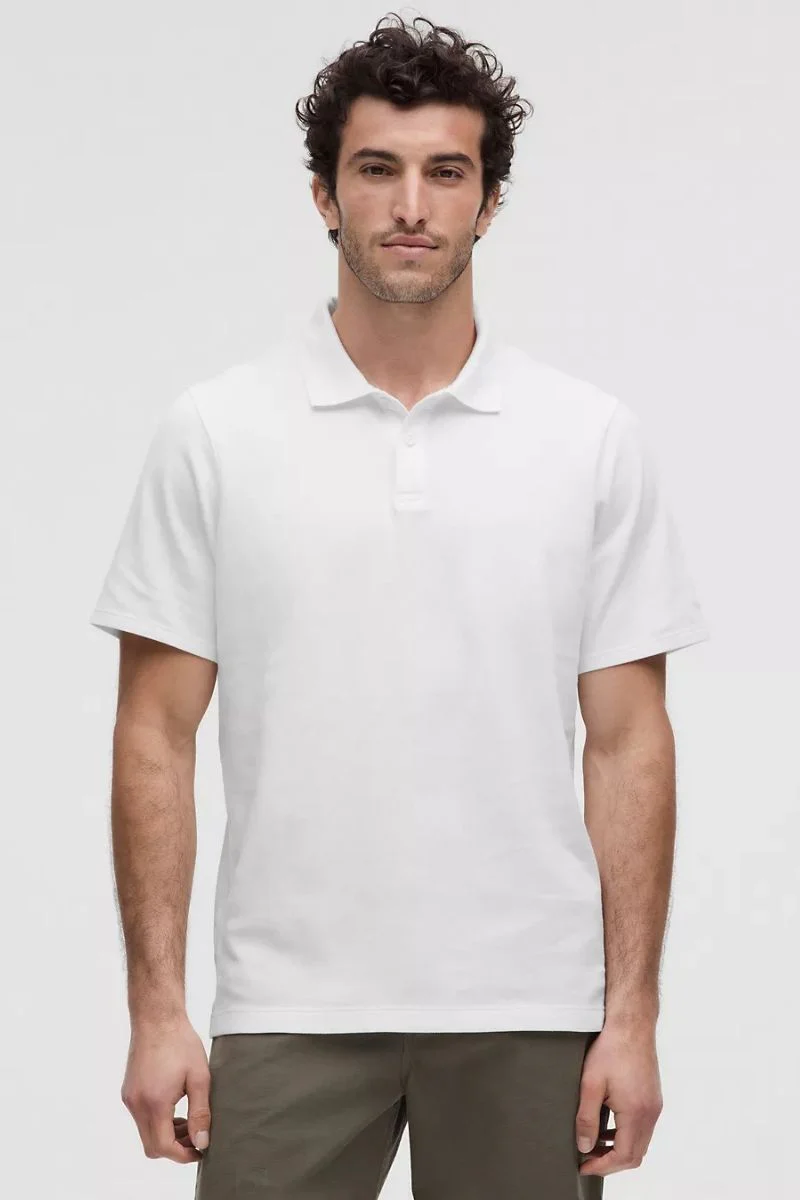 Lululemon Cotton Pique Short-Sleeve Polo Shirt-White