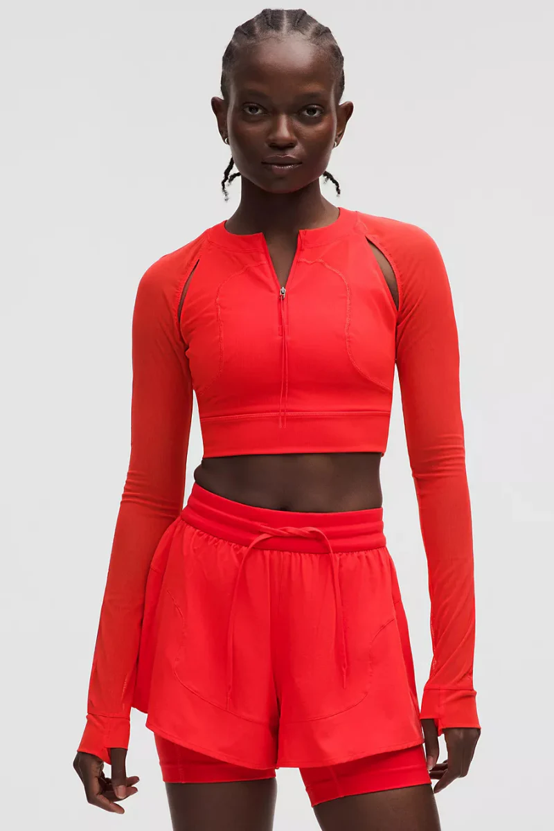 Lululemon Mesh Cropped Long Sleeve *SLNSH Love Red