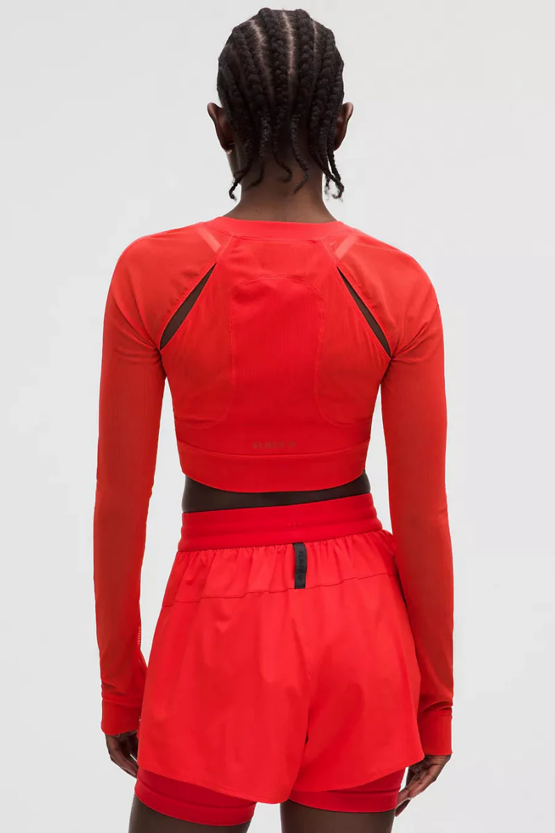 Lululemon Mesh Cropped Long Sleeve *SLNSH Love Red - Image 2