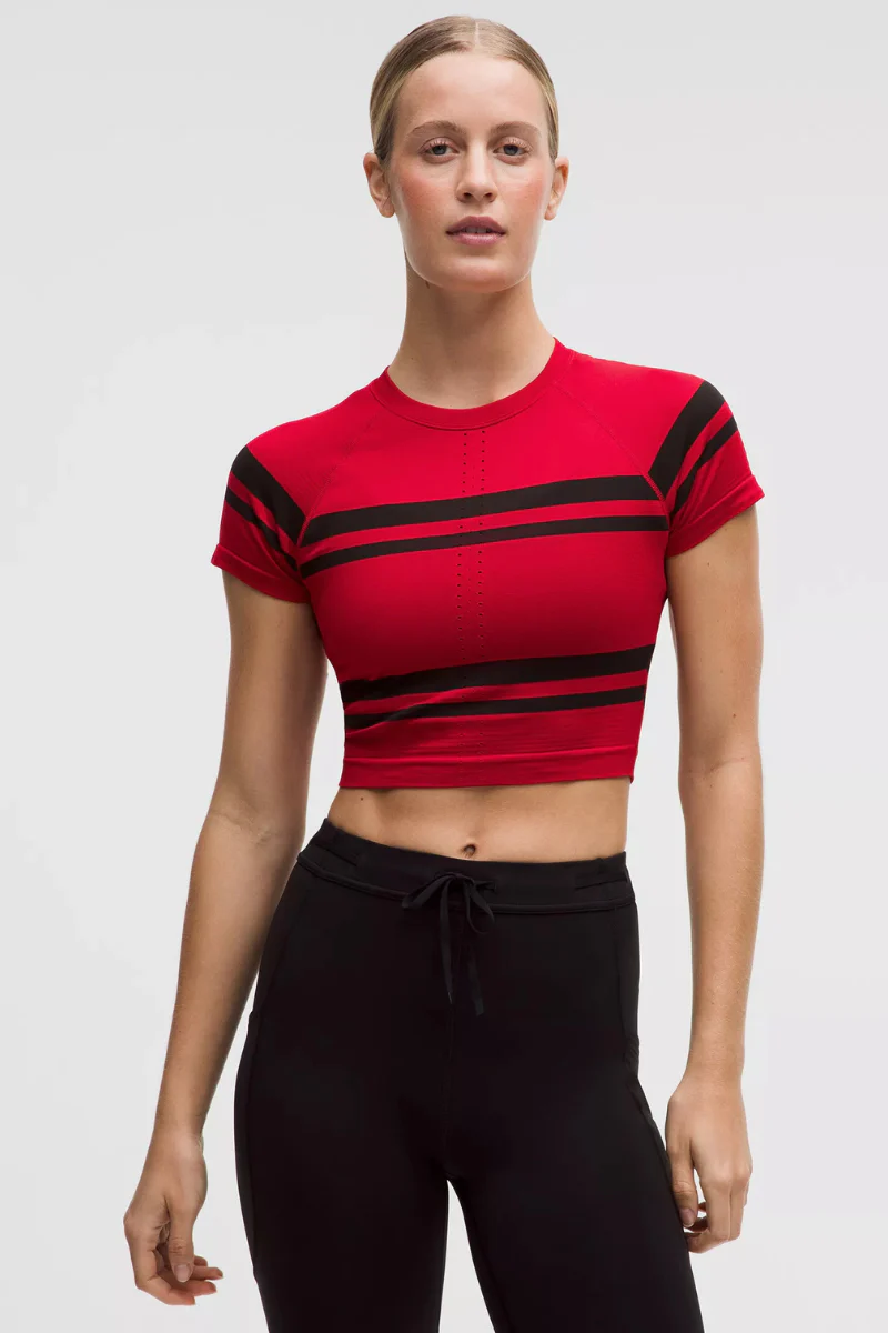 Lululemon Swiftly Tech Cropped Tee 2.0 Stripe