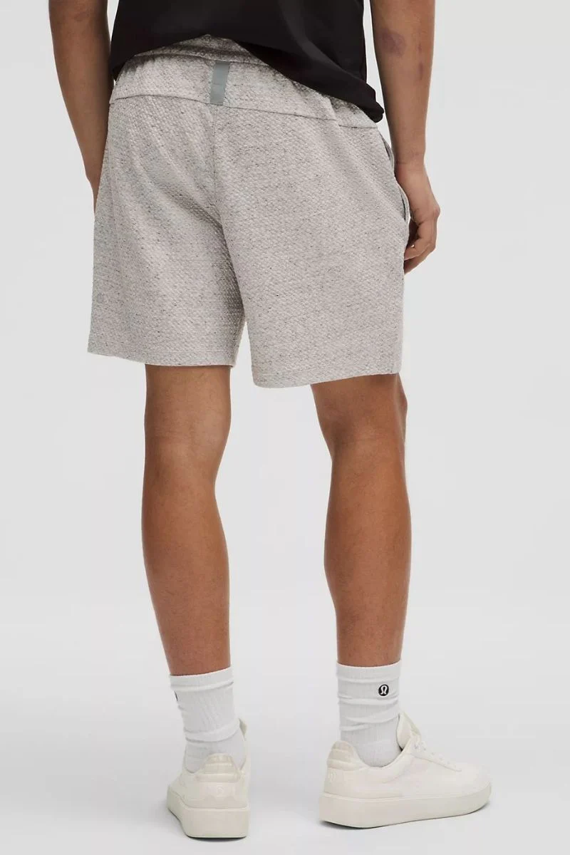 Lululemon Textured Double-Knit Cotton Short 7"-Heathered Melody Light Grey/Black - Image 2
