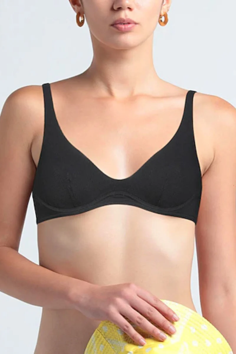Maison Lejaby Black Ribbed Bikini Top - Image 2
