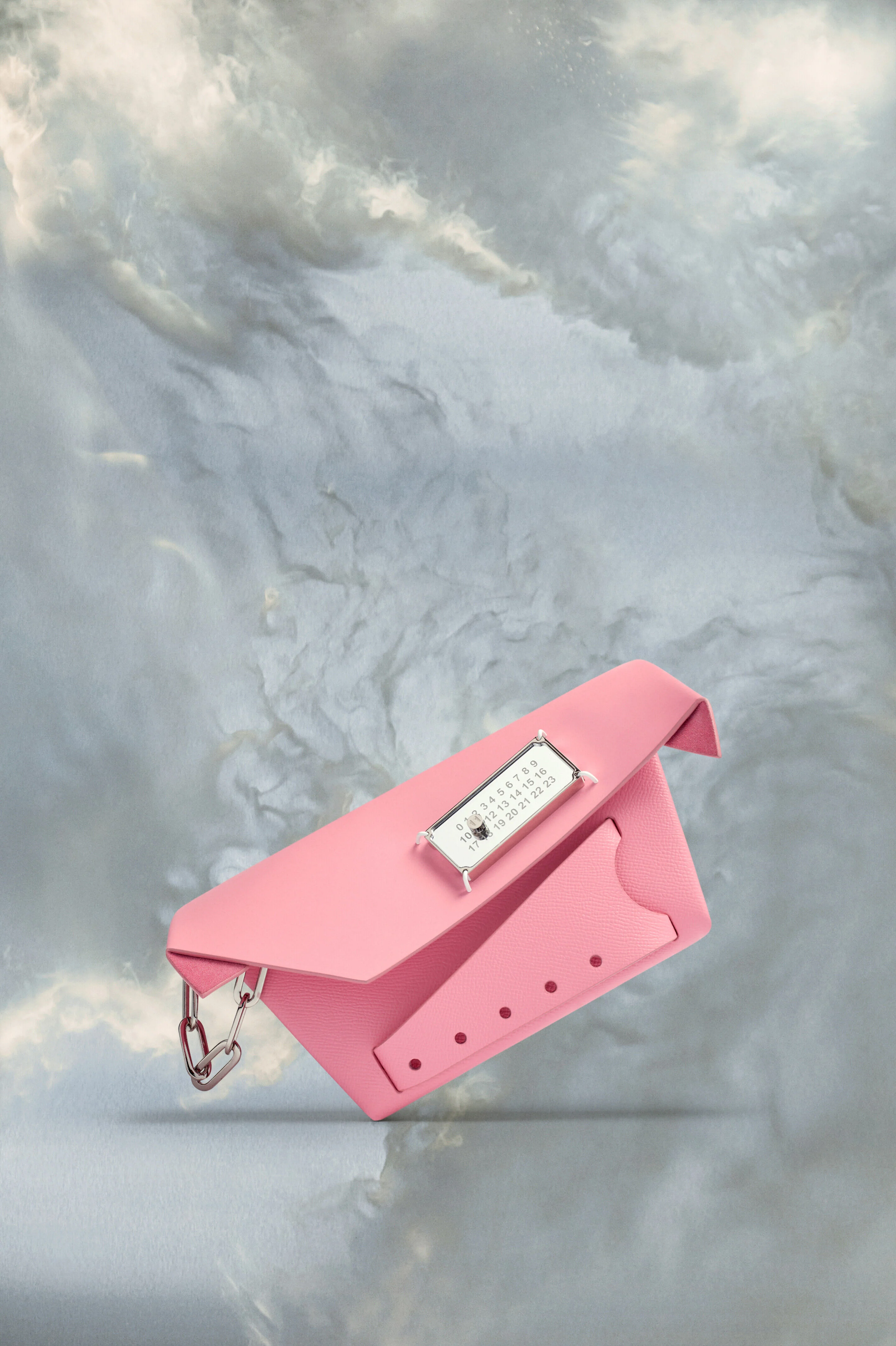 MAISON MARGIELA MEN'S PEONY PINK LEATHER POCHETTE