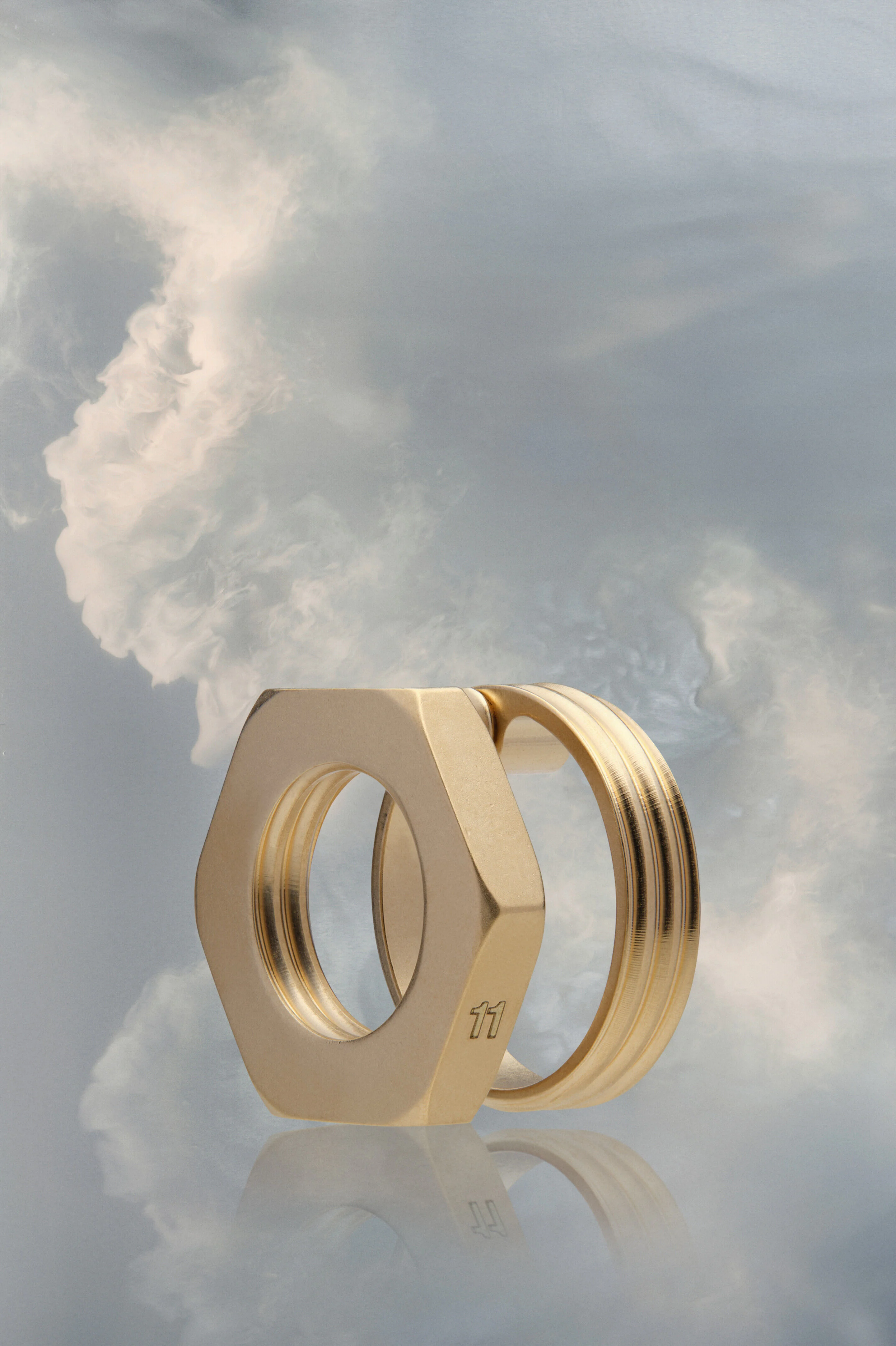 MAISON MARGIELA MEN'S GOLD HEXAGONAL EARRINGS