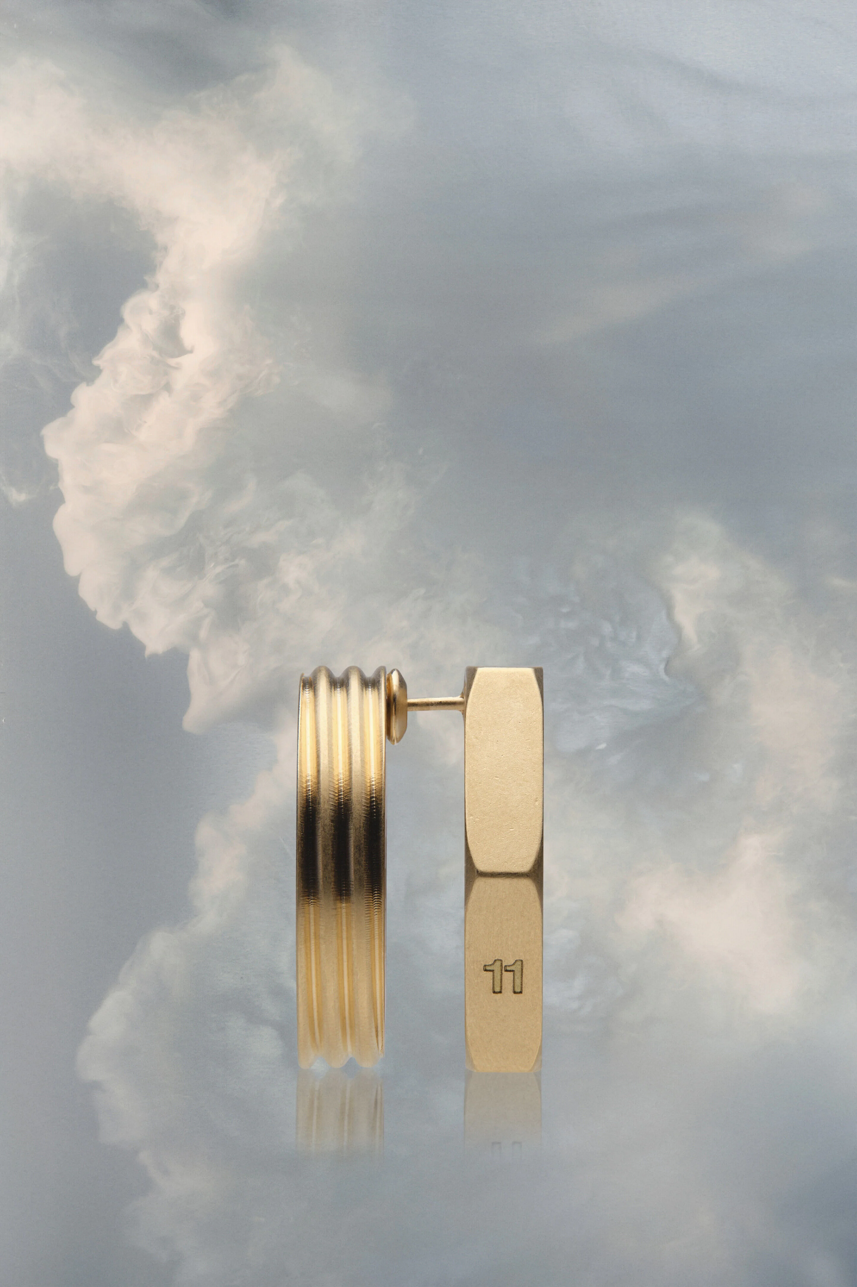 MAISON MARGIELA MEN'S GOLD HEXAGONAL EARRINGS - Image 2