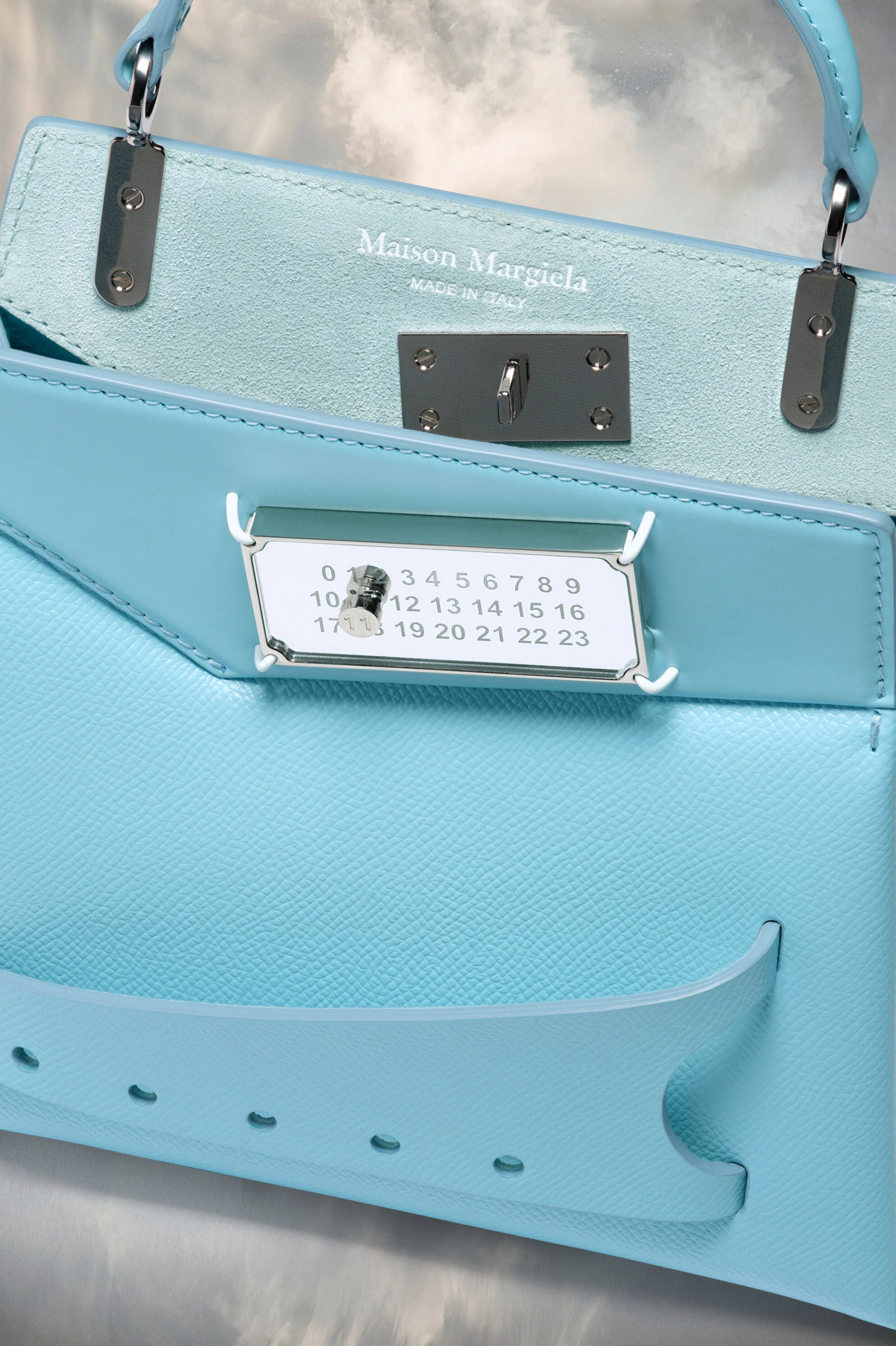 MAISON MARGIELA MEN'S AQUA STRUCTURED LEATHER SHOULDER BAG - Image 4