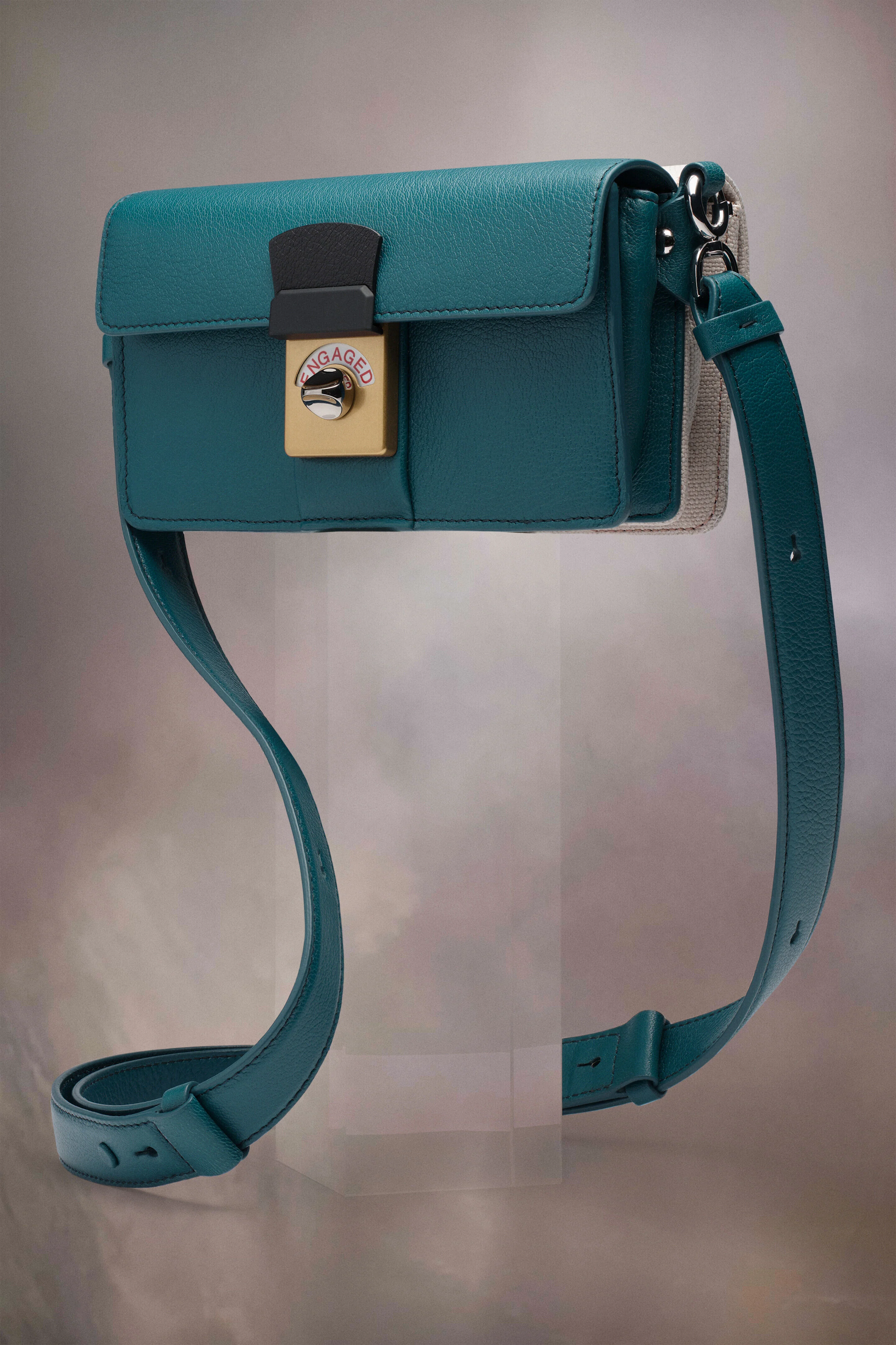 MAISON MARGIELA WOMEN'S TEAL LEATHER HANDBAG WITH LOCK - Image 2