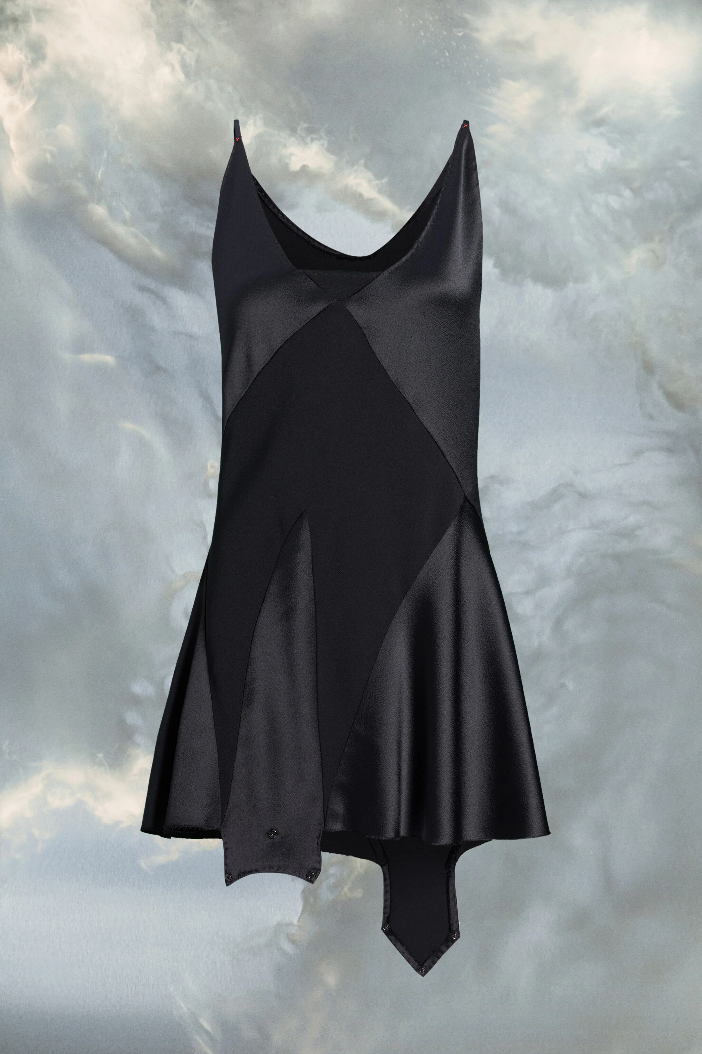 MAISON MARGIELA WOMEN'S BLACK ASYMMETRICAL SATIN DRESS