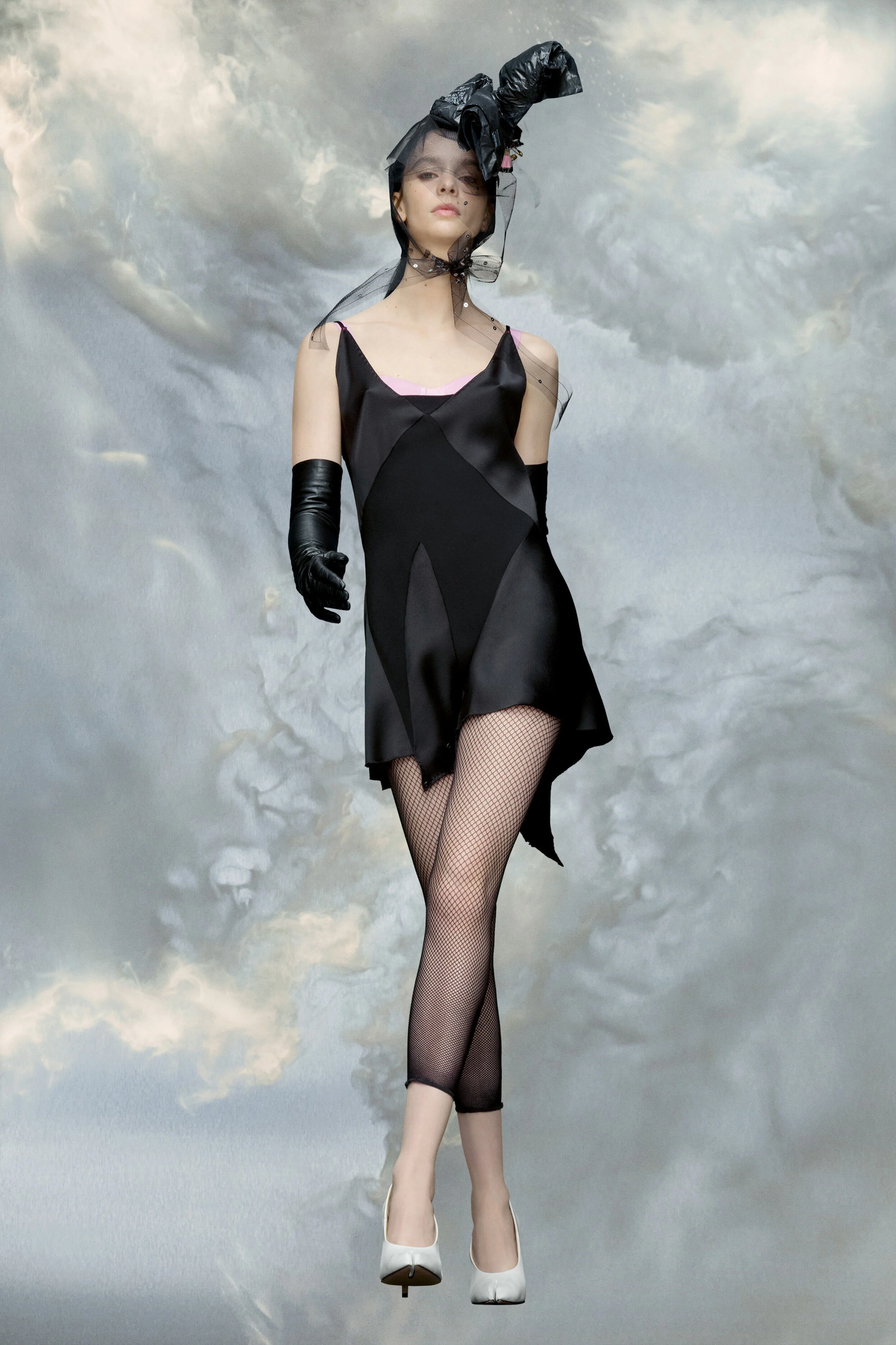 MAISON MARGIELA WOMEN'S BLACK ASYMMETRICAL SATIN DRESS - Image 2