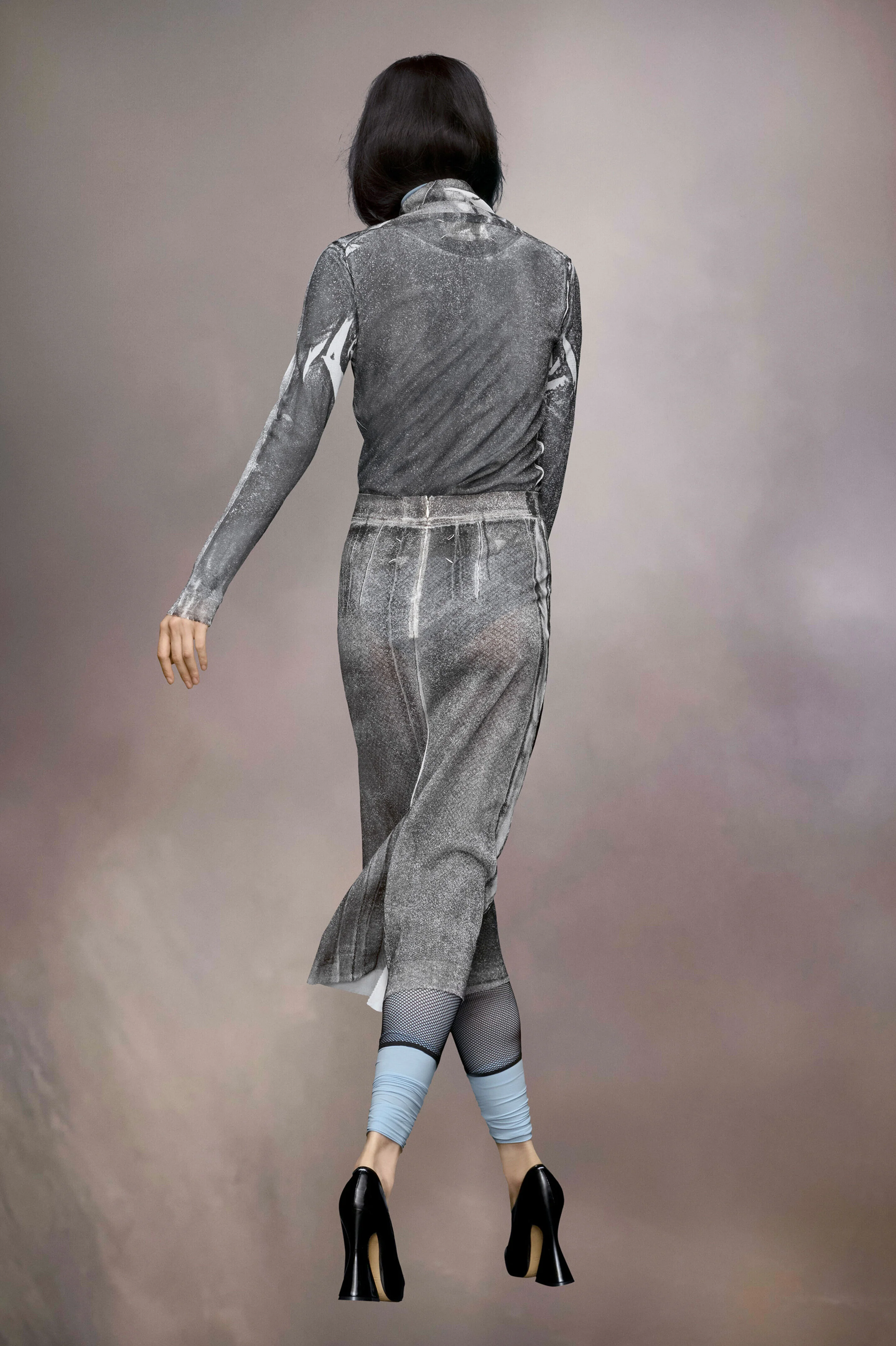 MAISON MARGIELA WOMEN'S OFF-WHITE MIDI SKIRT WITH TEXTURE - Image 4