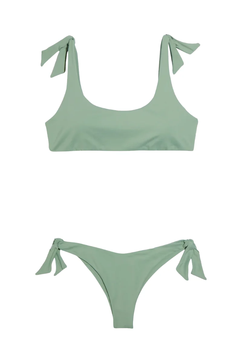 Manebi Knotted Swim Set In Sage Green