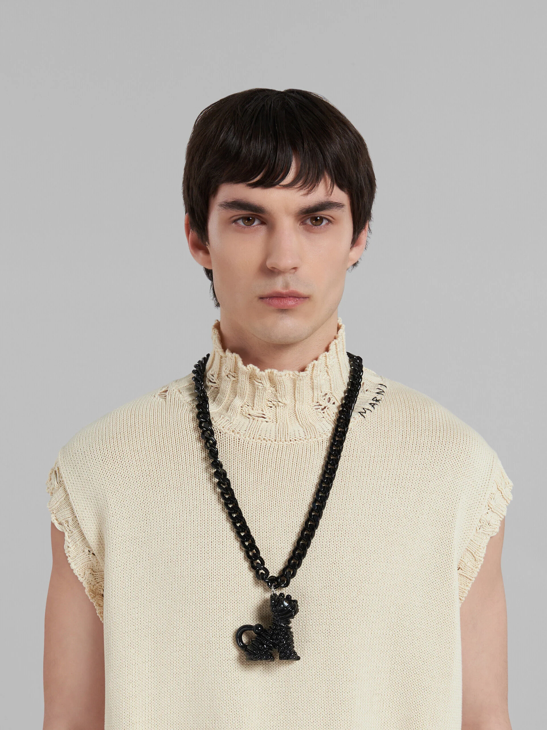 MARNI MEN'S BLACK CHAIN NECKLACE WITH PENDANT - Image 2