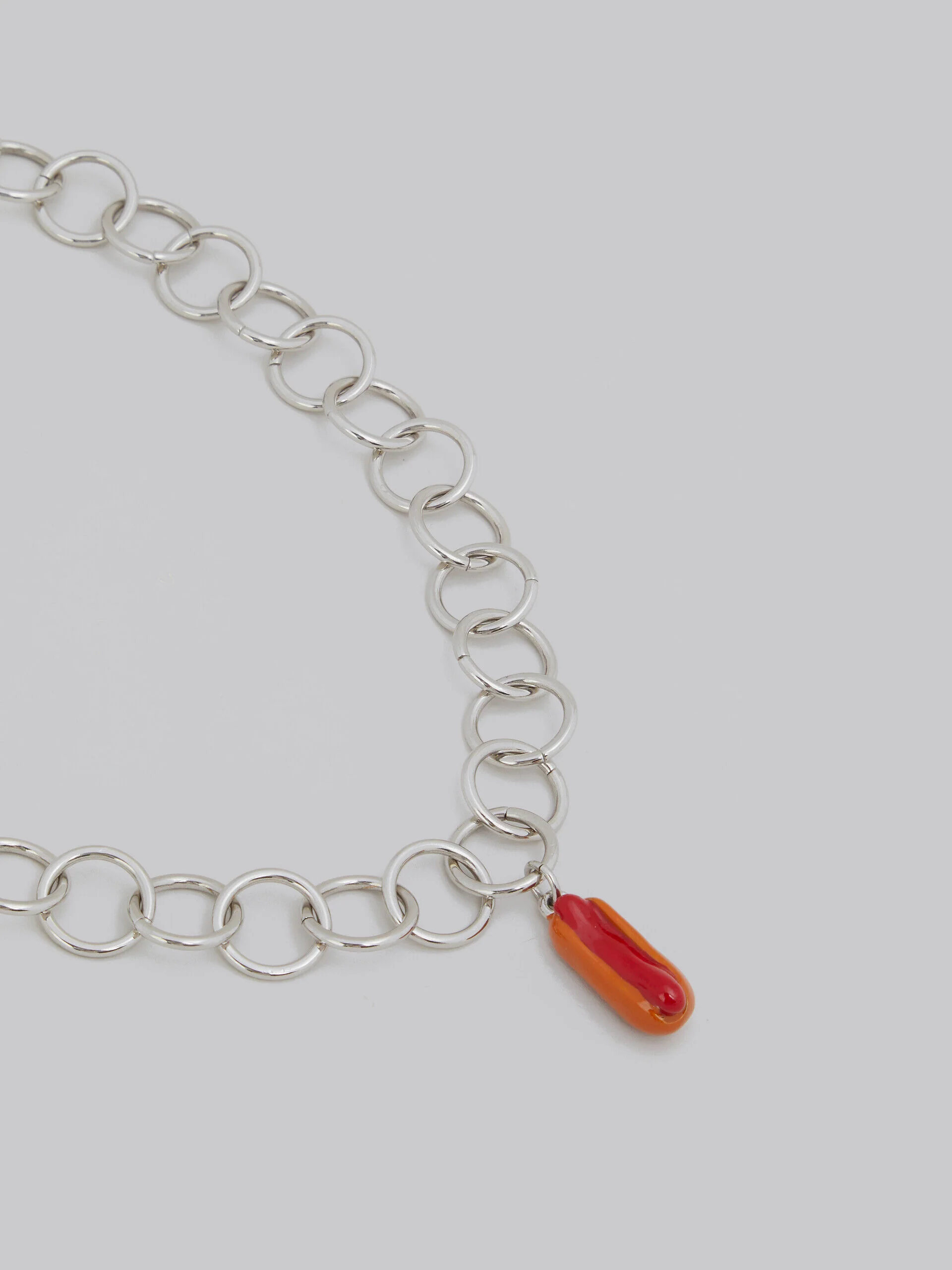 MARNI MEN'S SILVER CHAIN NECKLACE WITH RED PENDANT - Image 3
