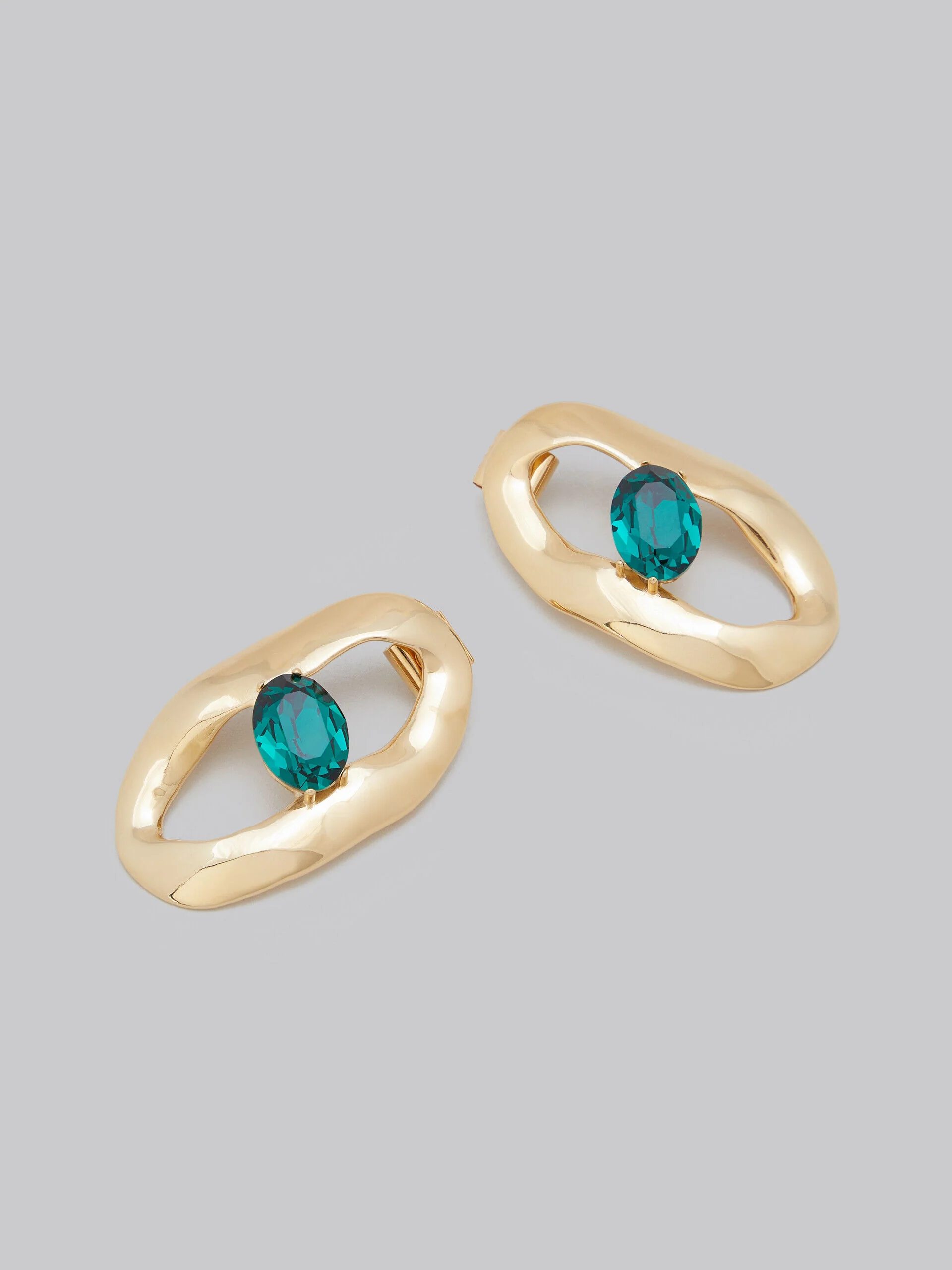 MARNI WOMEN'S GOLD-TONE EARRINGS WITH EMERALD STONES - Image 4