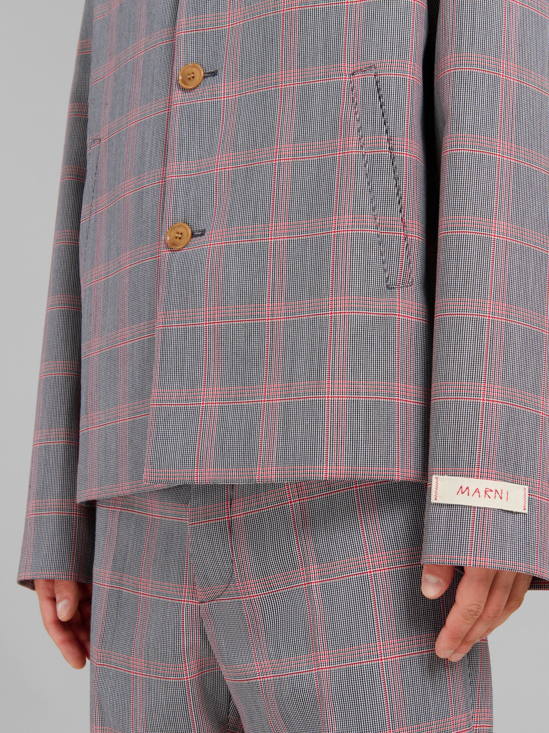 MARNI MEN'S GRAY PLAID TAILORED JACKET - Image 5