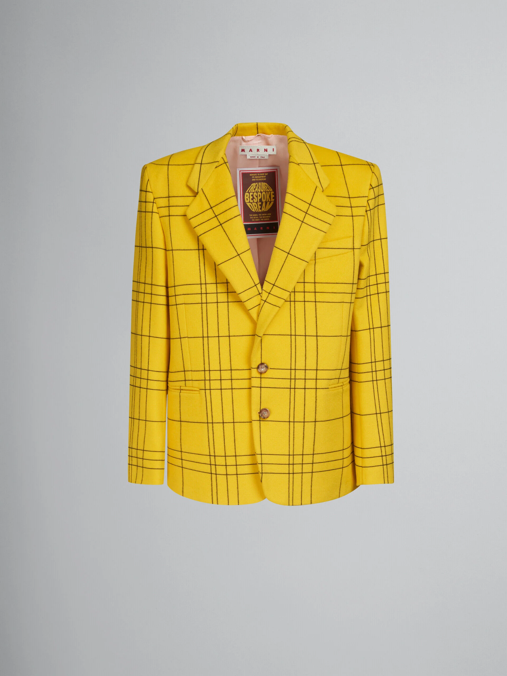 MARNI MEN'S YELLOW PLAID TAILORED BLAZER