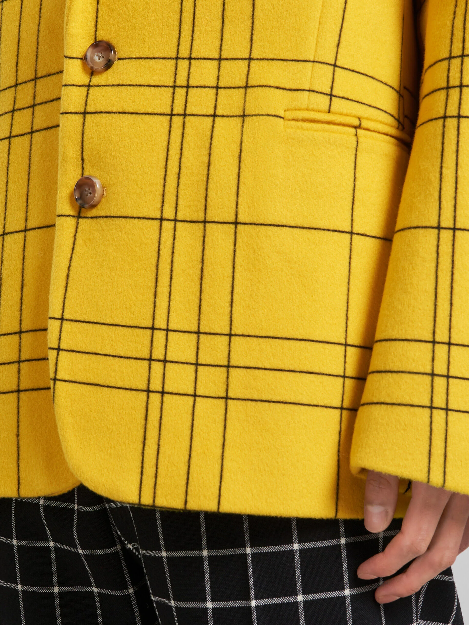 MARNI MEN'S YELLOW PLAID TAILORED BLAZER - Image 5
