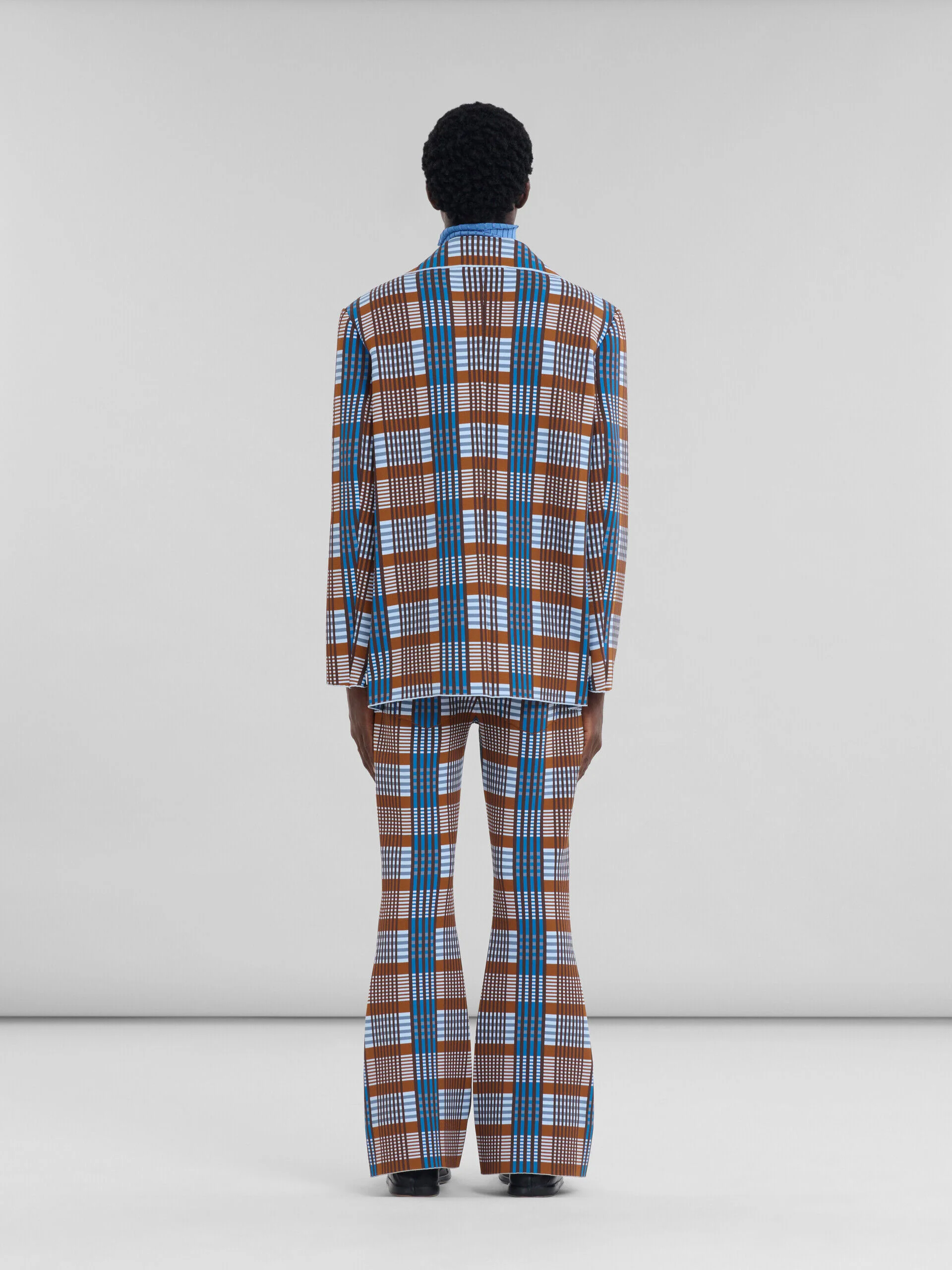 MARNI MEN'S BLUE AND BROWN PLAID BLAZER - Image 3