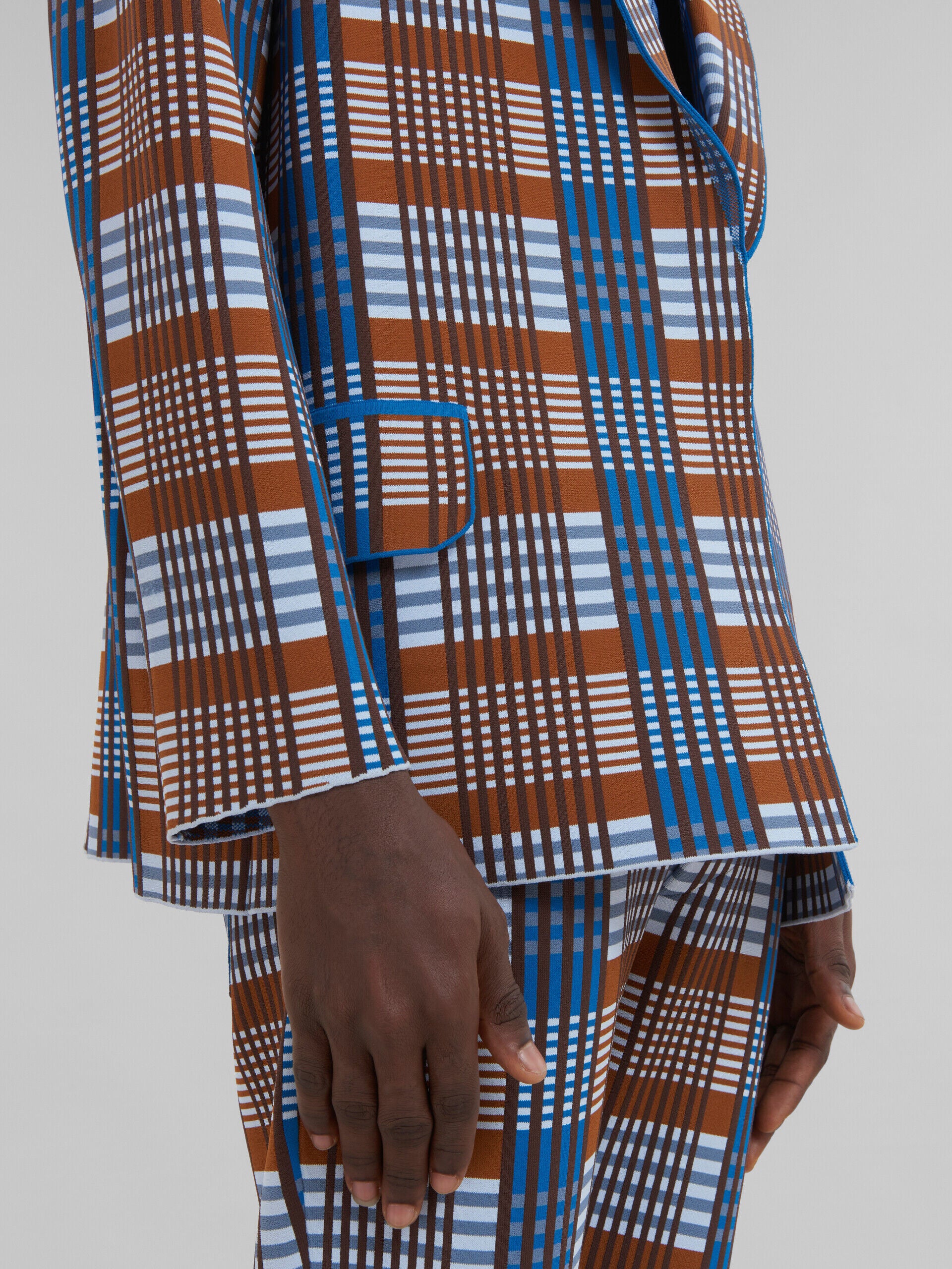 MARNI MEN'S BLUE AND BROWN PLAID BLAZER - Image 5