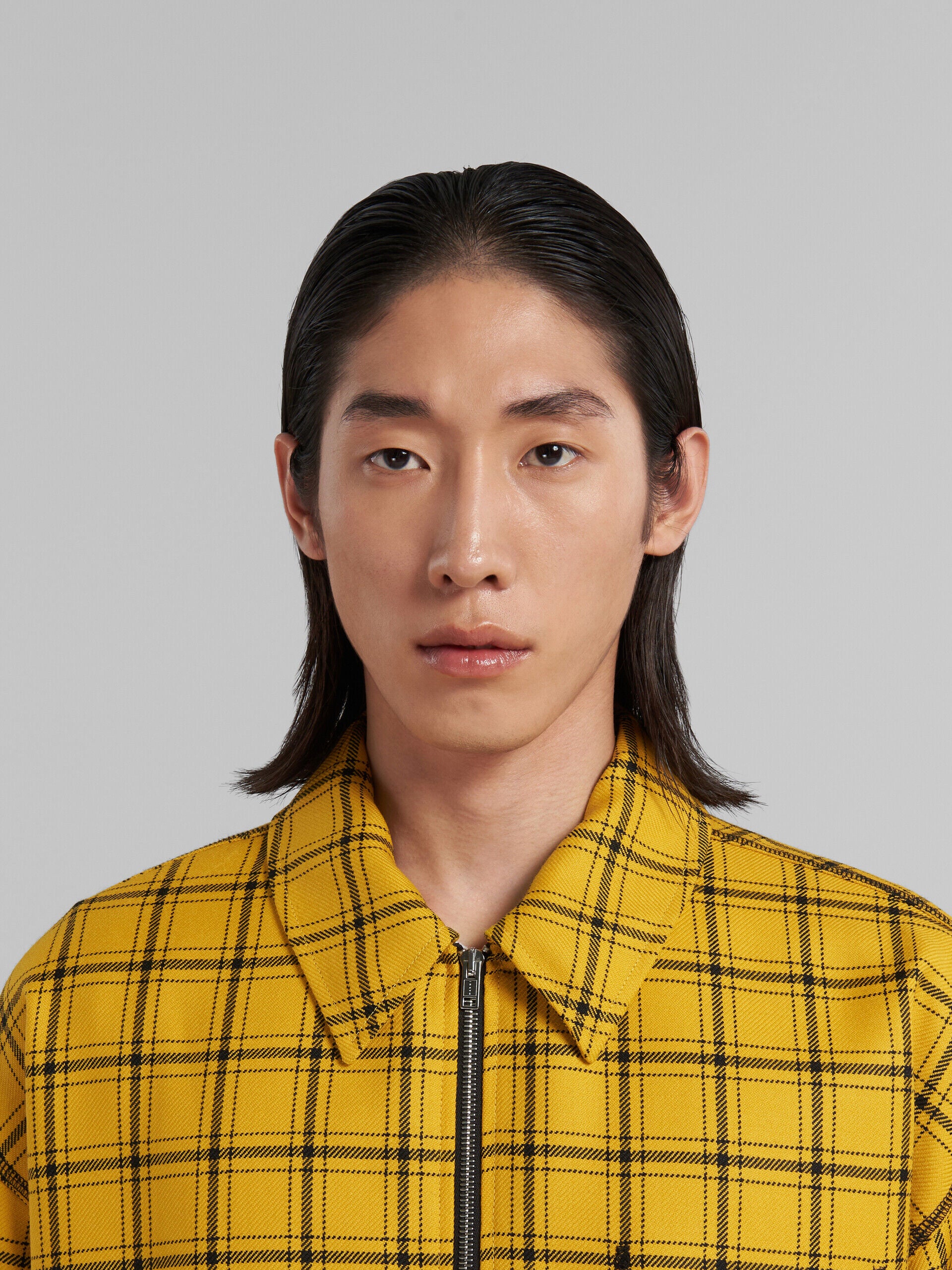 MARNI MEN'S YELLOW PLAID ZIP-UP JACKET - Image 4