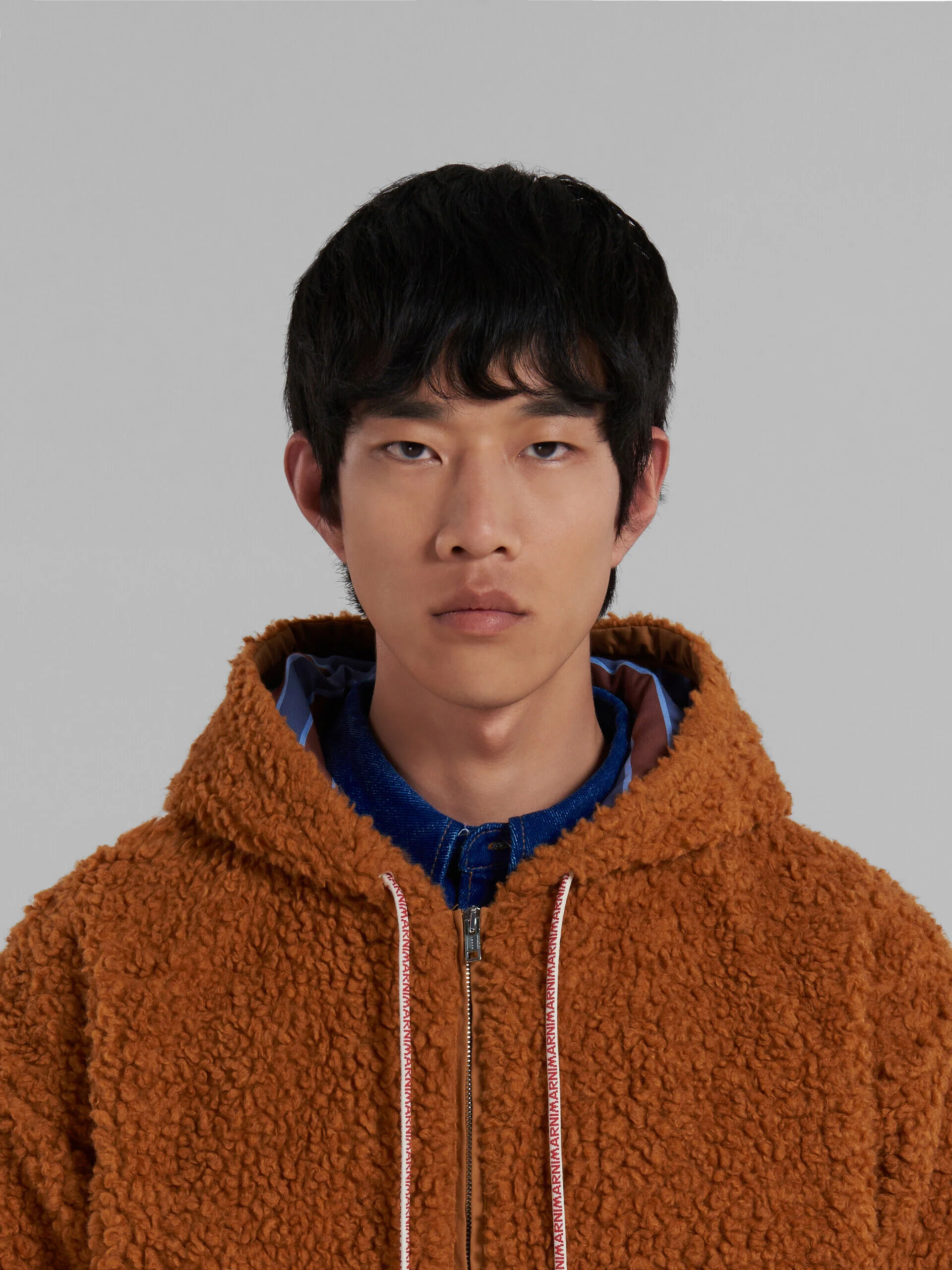 MARNI MEN'S RUST SHEARLING HOODED JACKET - Image 4
