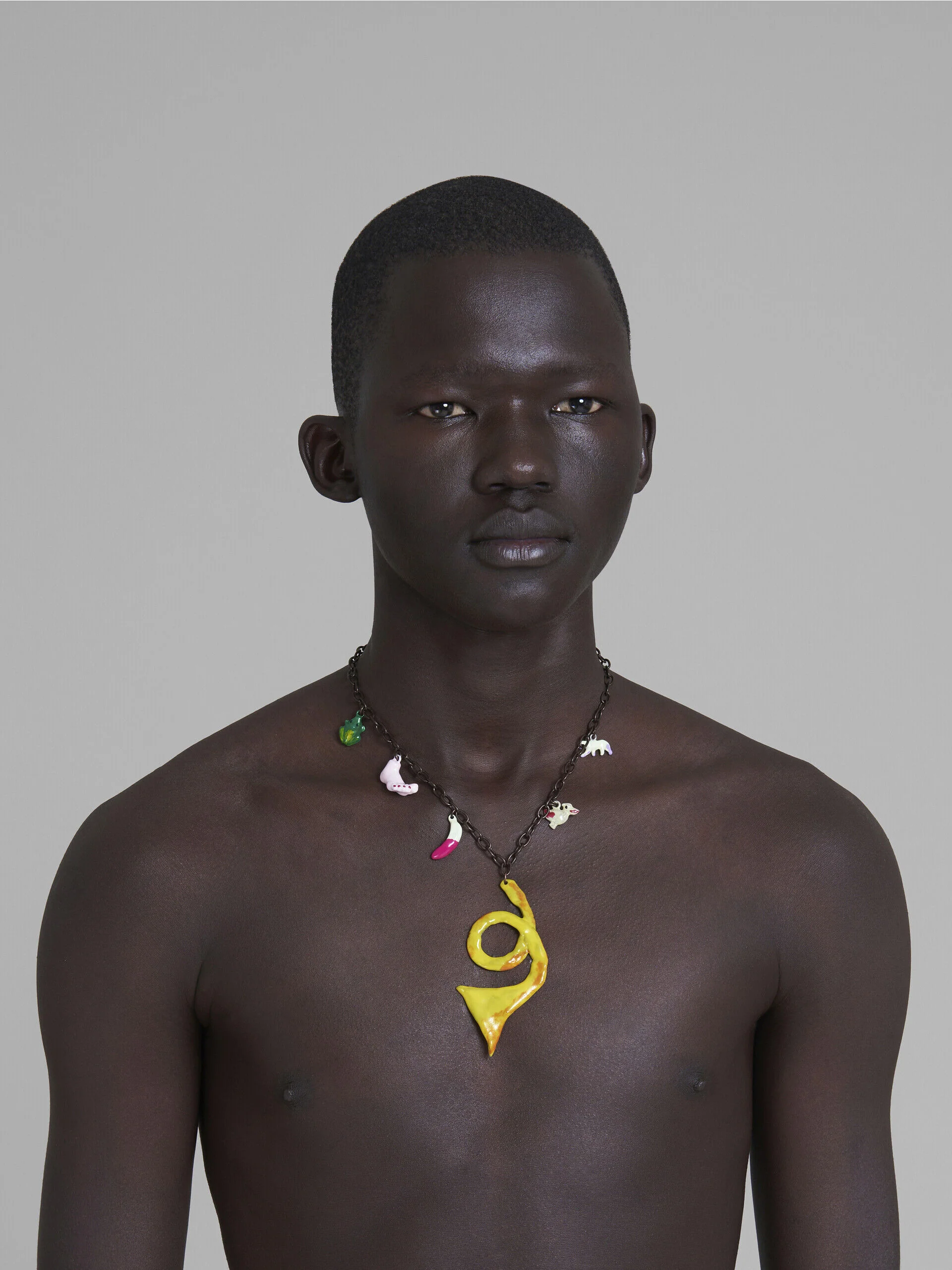 MARNI MEN'S BLACK CHAIN NECKLACE WITH COLORFUL CHARMS - Image 5