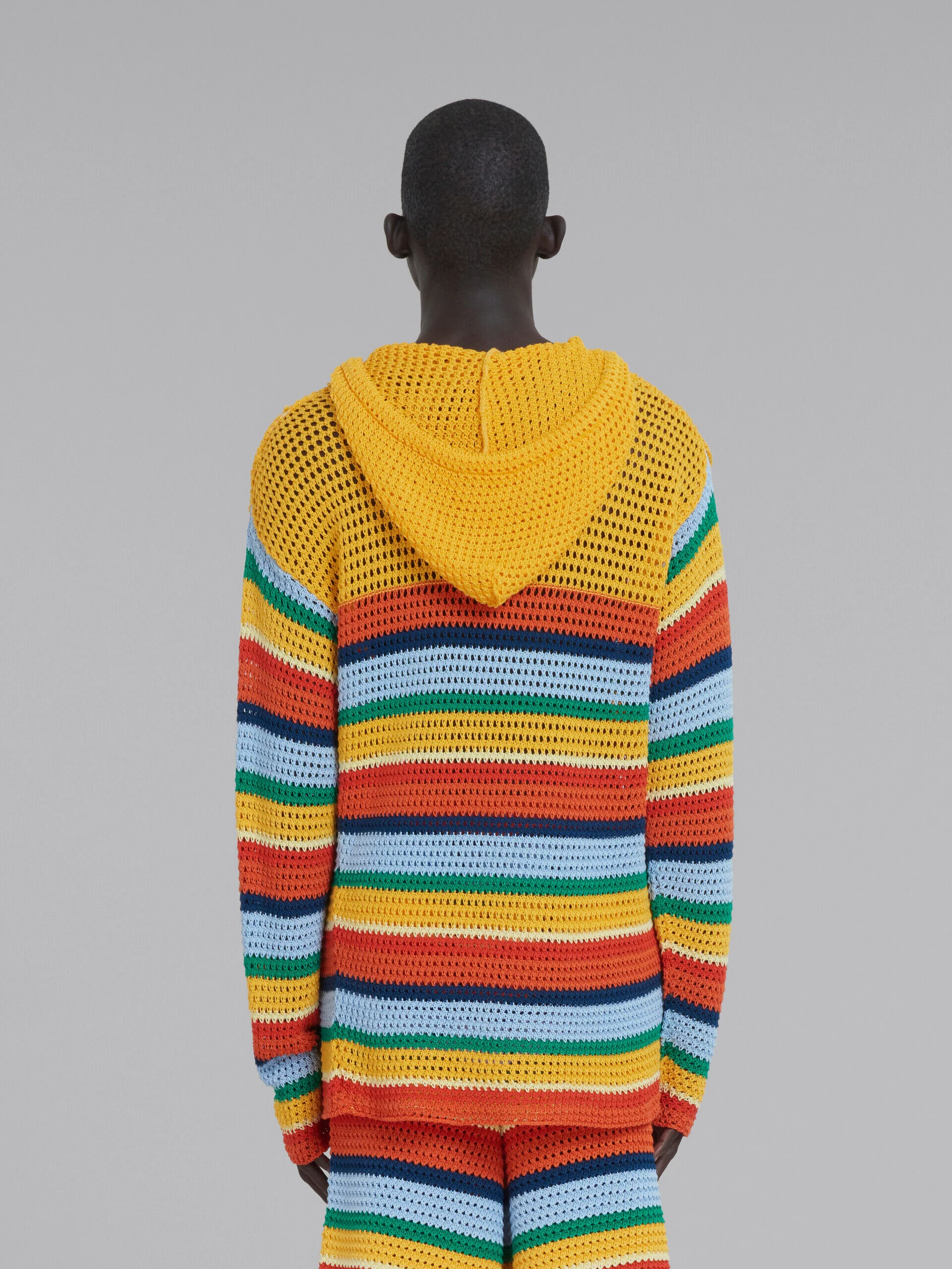 MARNI MEN'S MULTICOLOR STRIPED KNIT HOODIE SWEATER - Image 3