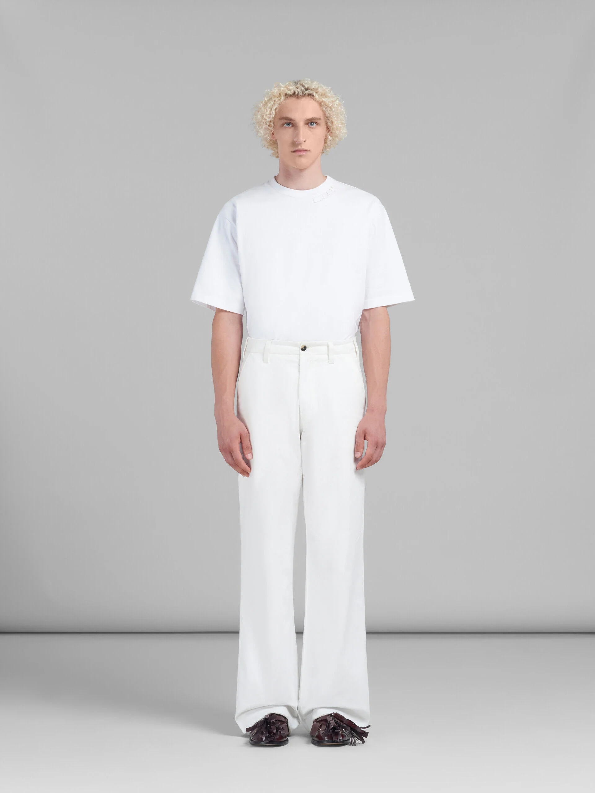 MARNI MEN'S LILY WHITE WIDE-LEG TROUSERS - Image 2