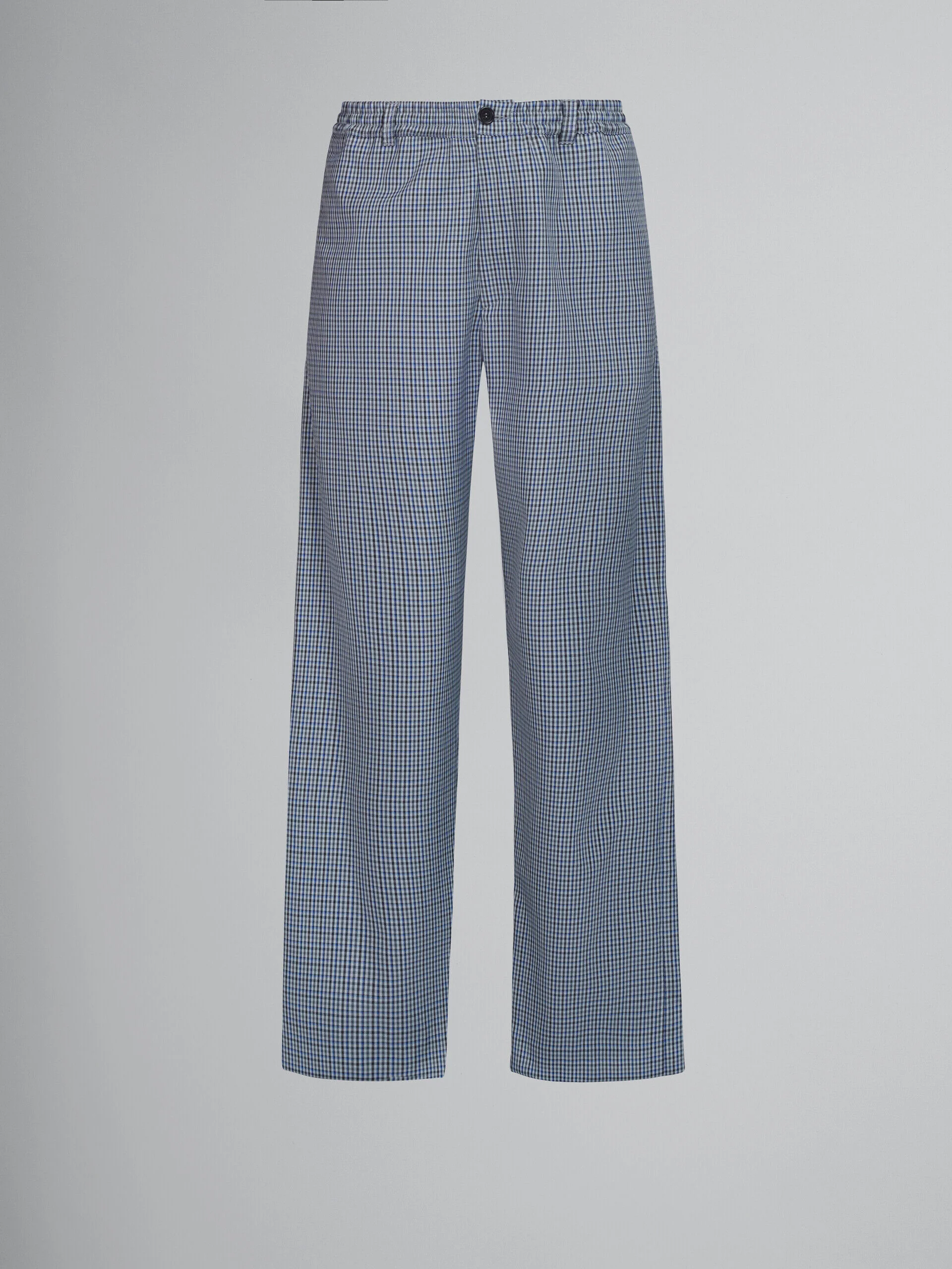 MARNI MEN'S BLUE CHECK WIDE-LEG TROUSERS