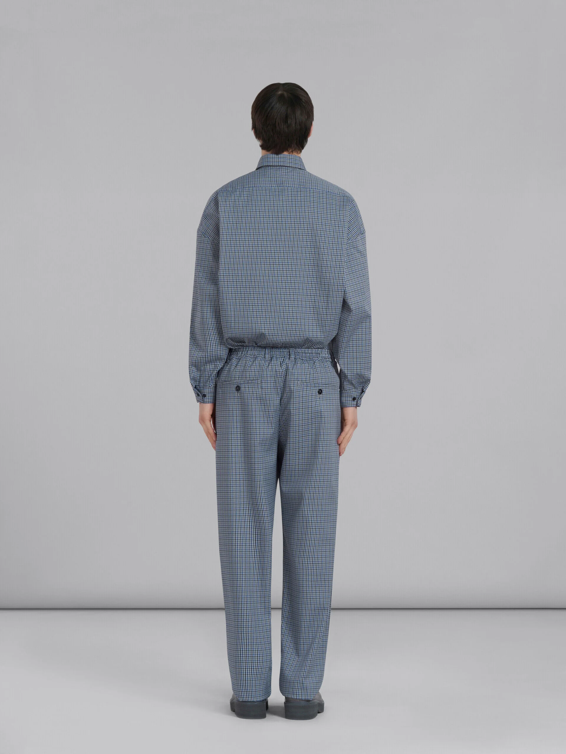 MARNI MEN'S BLUE CHECK WIDE-LEG TROUSERS - Image 3