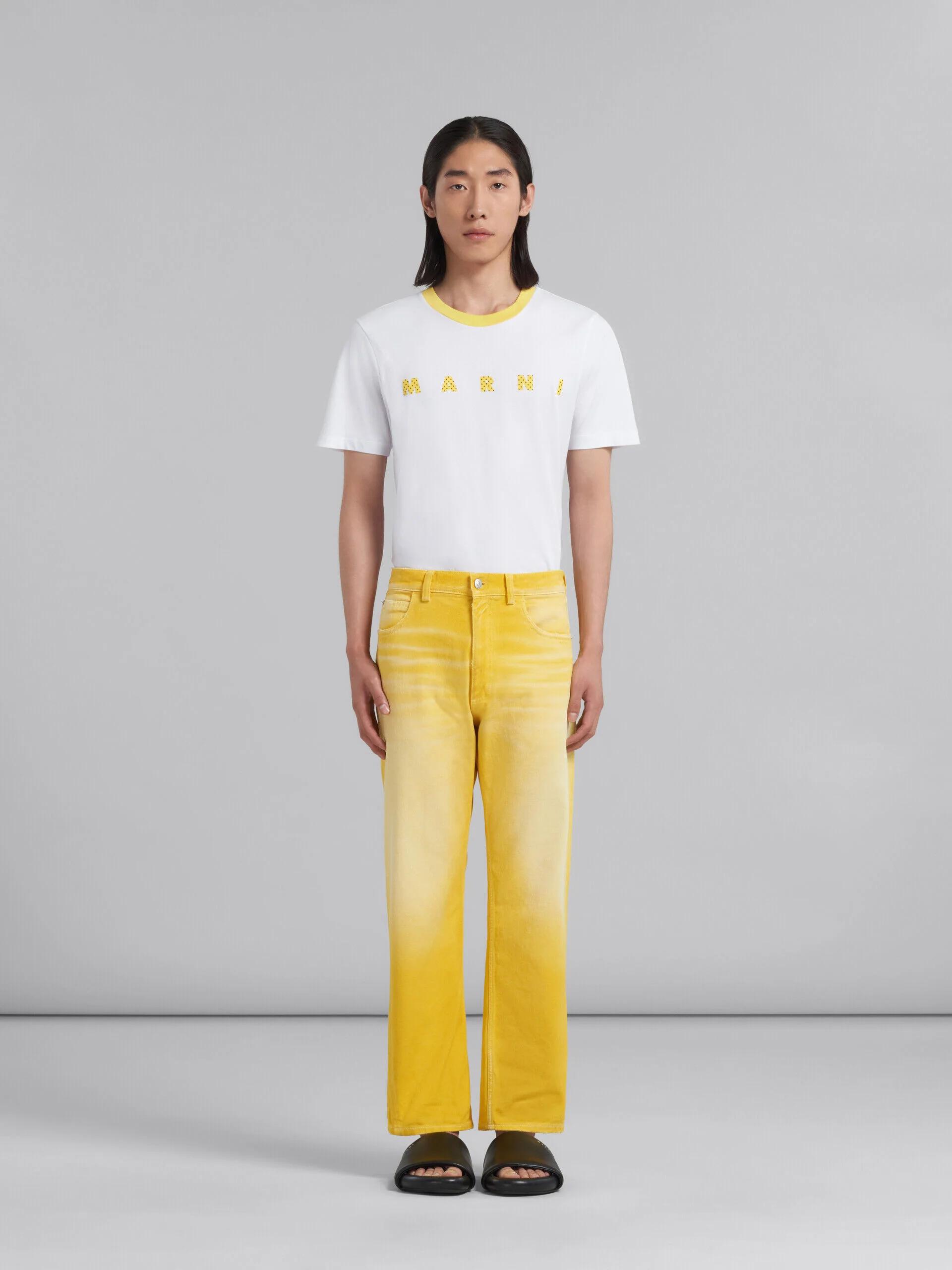 MARNI MEN'S YELLOW STRAIGHT-LEG TROUSERS - Image 2