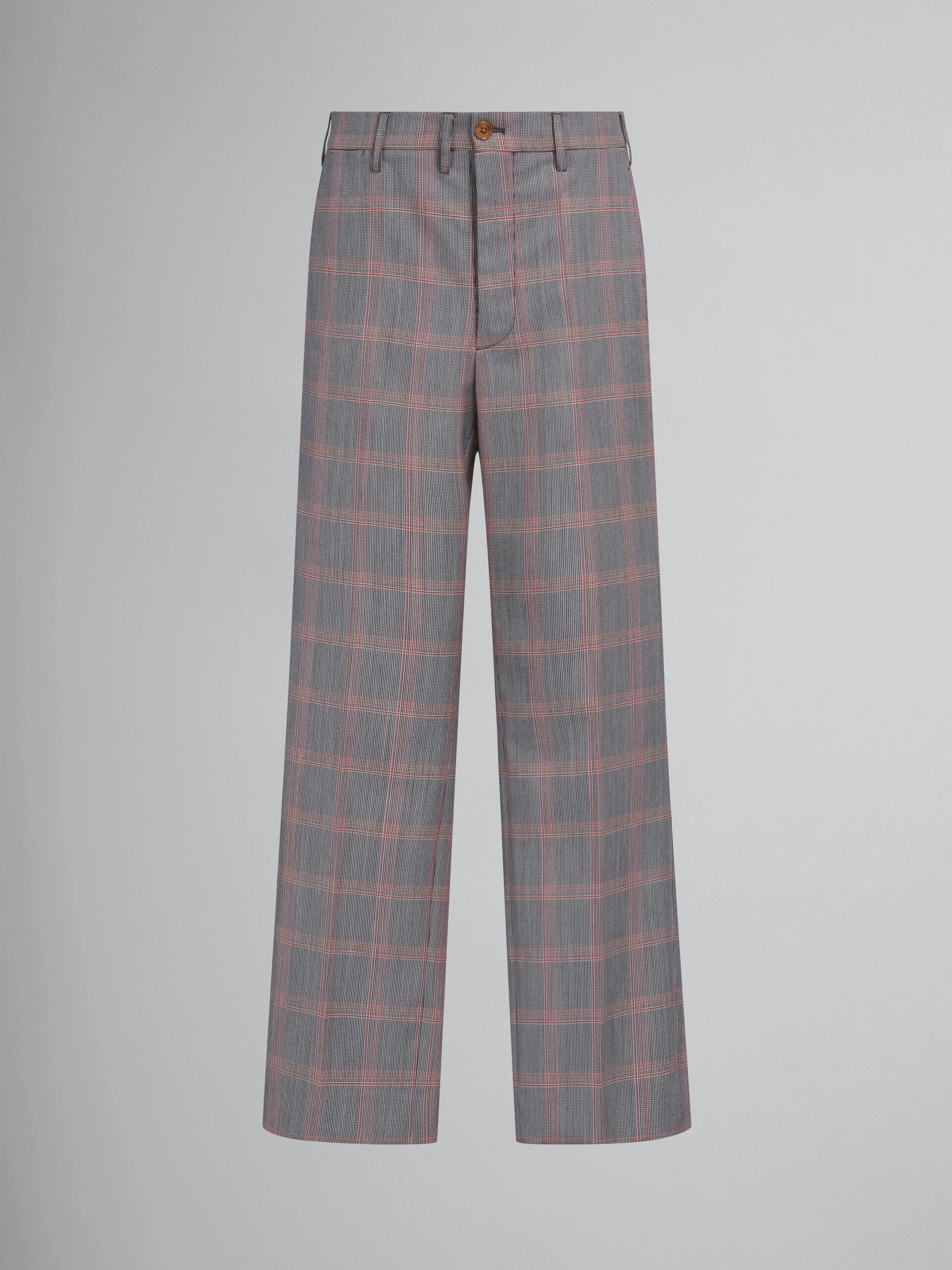 MARNI MEN'S GRAY PLAID WIDE-LEG TROUSERS
