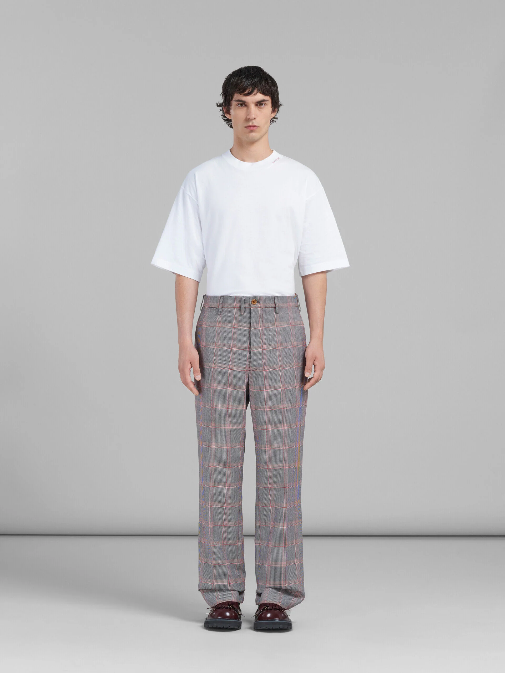 MARNI MEN'S GRAY PLAID WIDE-LEG TROUSERS - Image 2