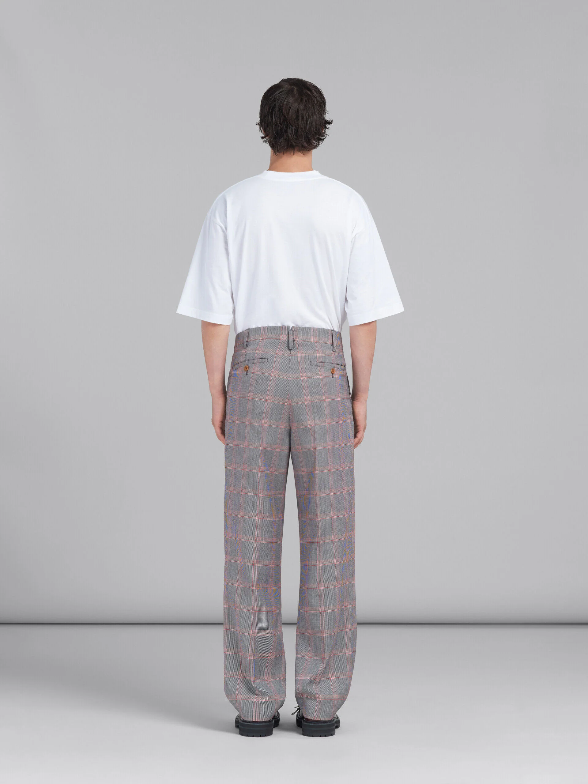 MARNI MEN'S GRAY PLAID WIDE-LEG TROUSERS - Image 3