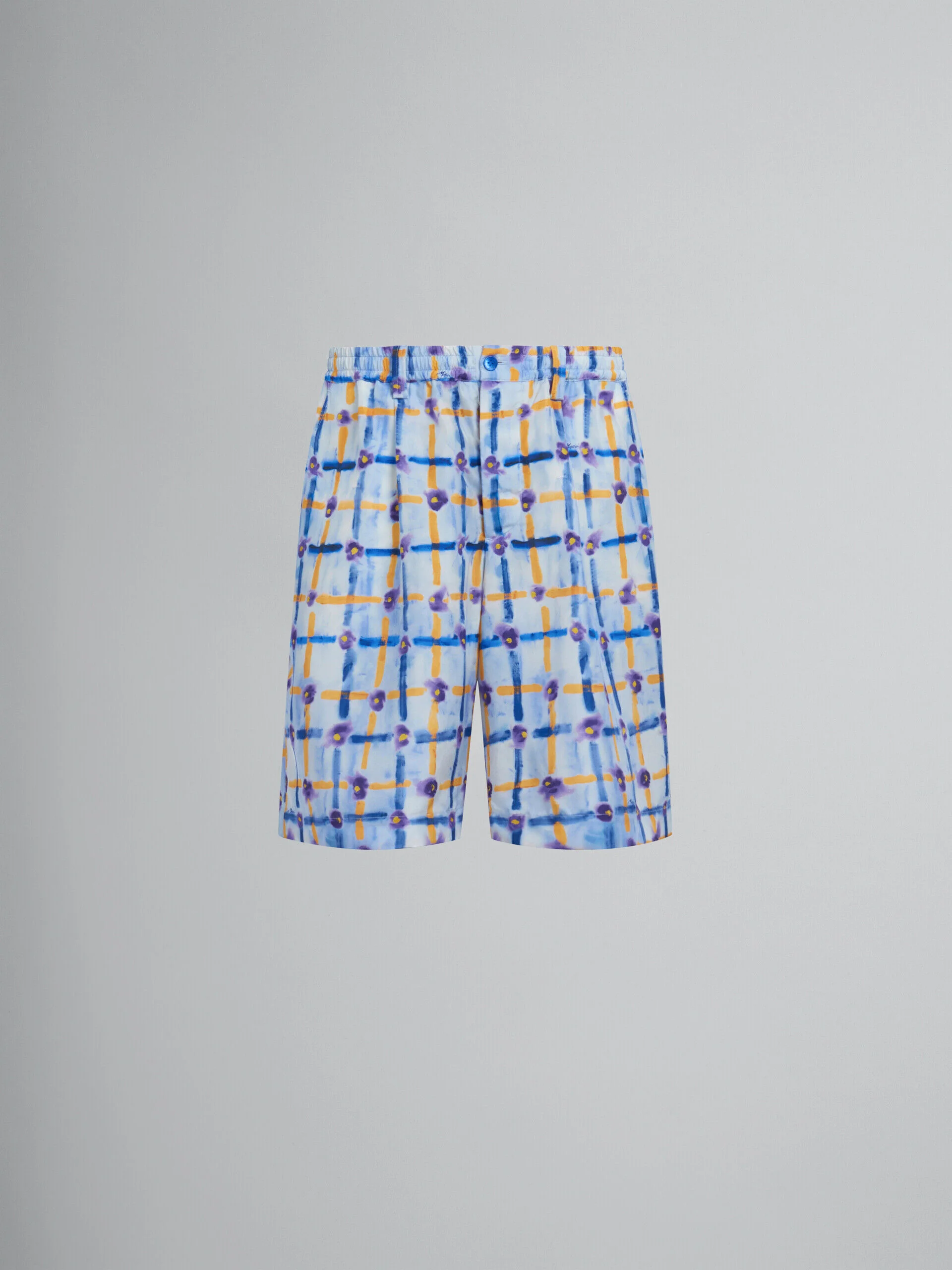 MARNI MEN'S LIGHT BLUE PATTERNED TAILORED SHORTS