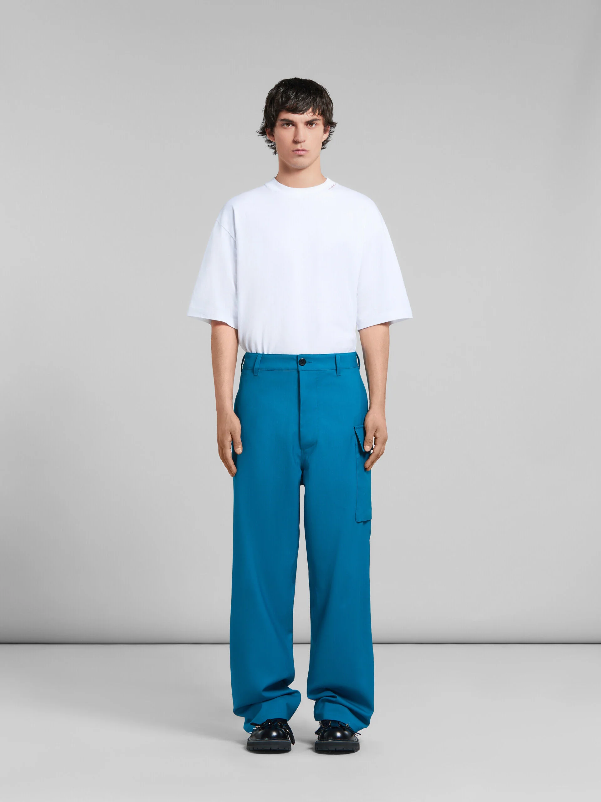MARNI MEN'S BLUE STRAIGHT-LEG CARGO TROUSERS - Image 2