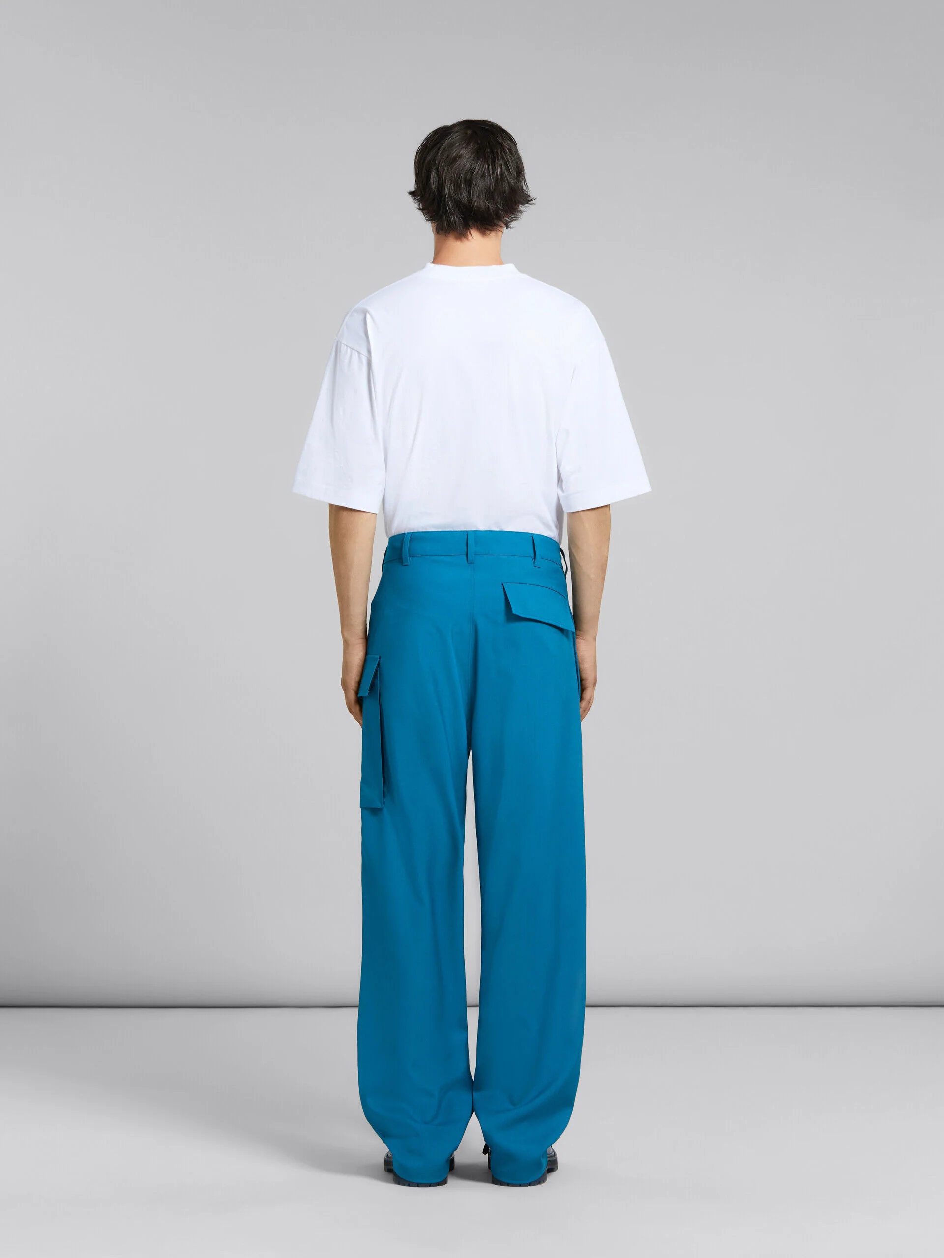 MARNI MEN'S BLUE STRAIGHT-LEG CARGO TROUSERS - Image 3