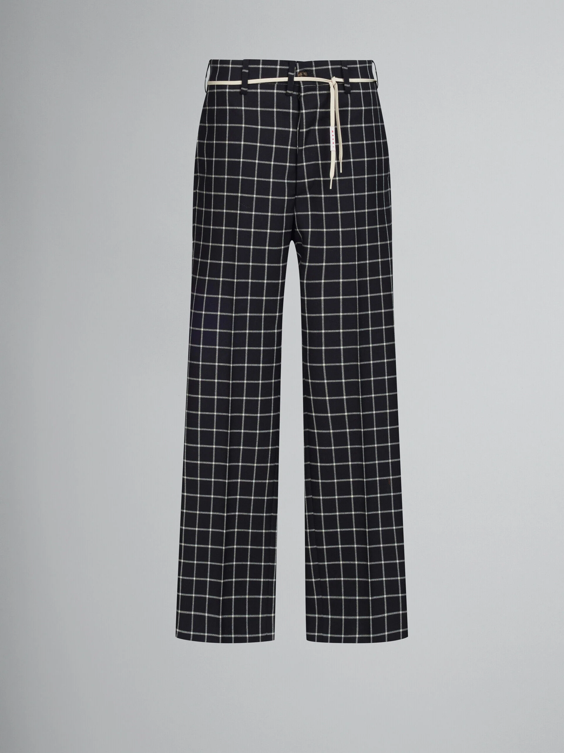 MARNI MEN'S BLACK CHECK WIDE-LEG TROUSERS
