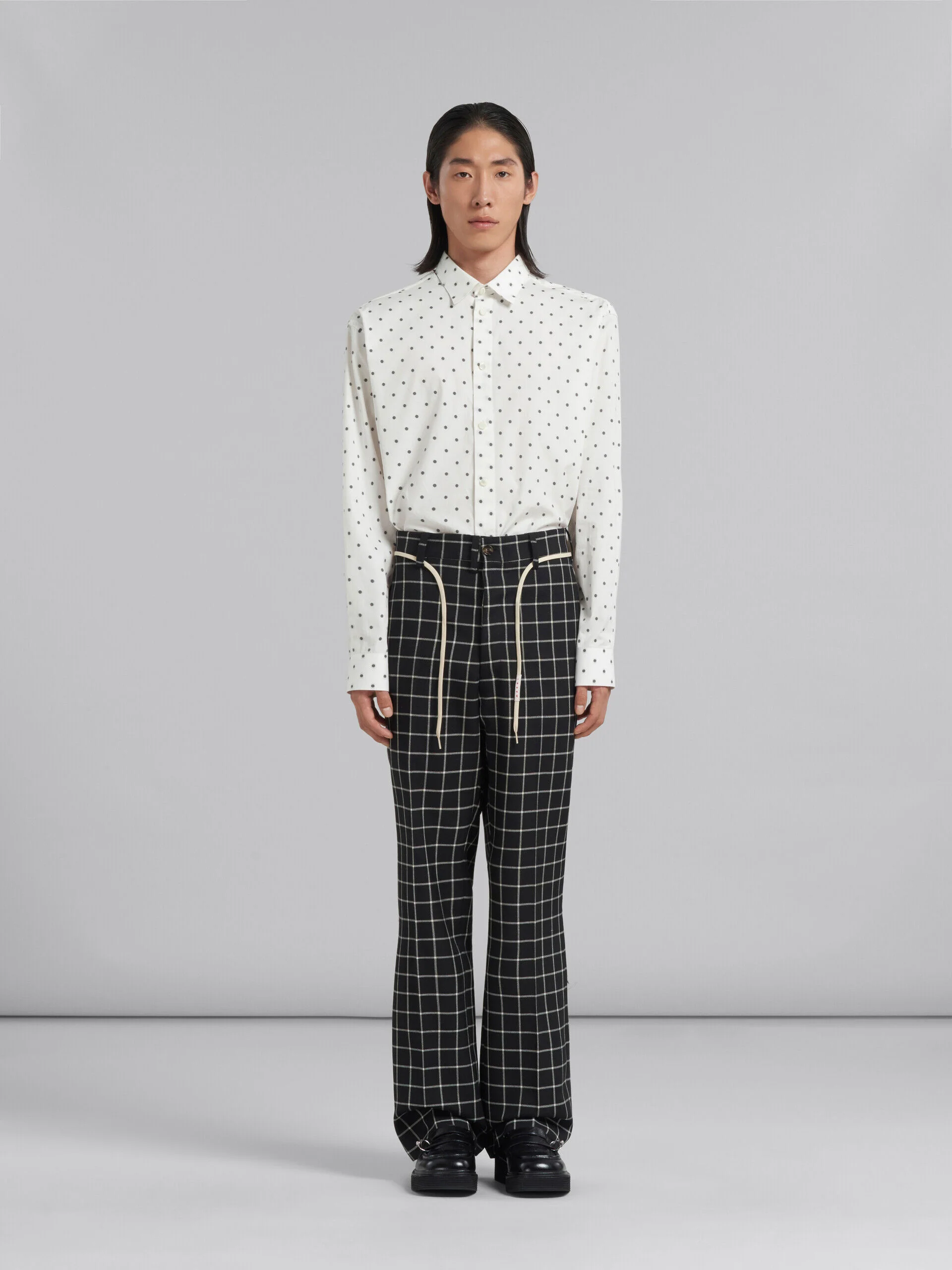 MARNI MEN'S BLACK CHECK WIDE-LEG TROUSERS - Image 2