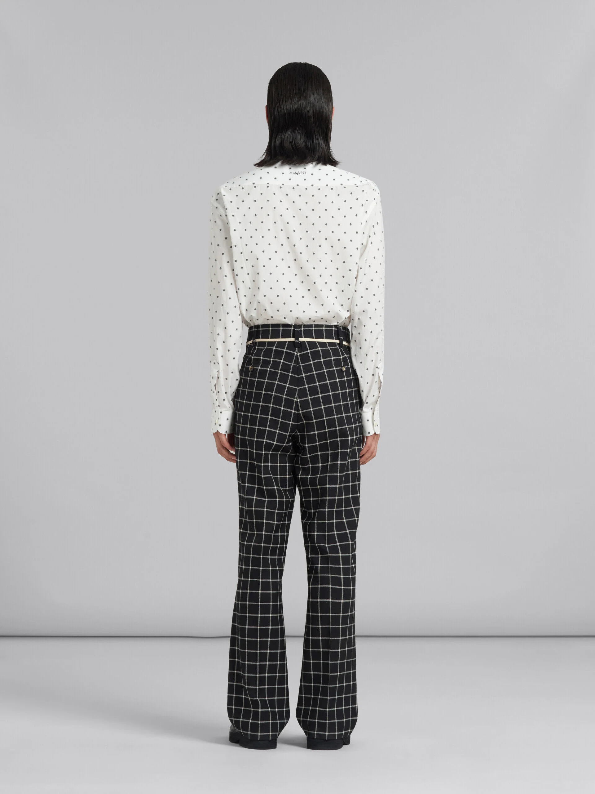 MARNI MEN'S BLACK CHECK WIDE-LEG TROUSERS - Image 3