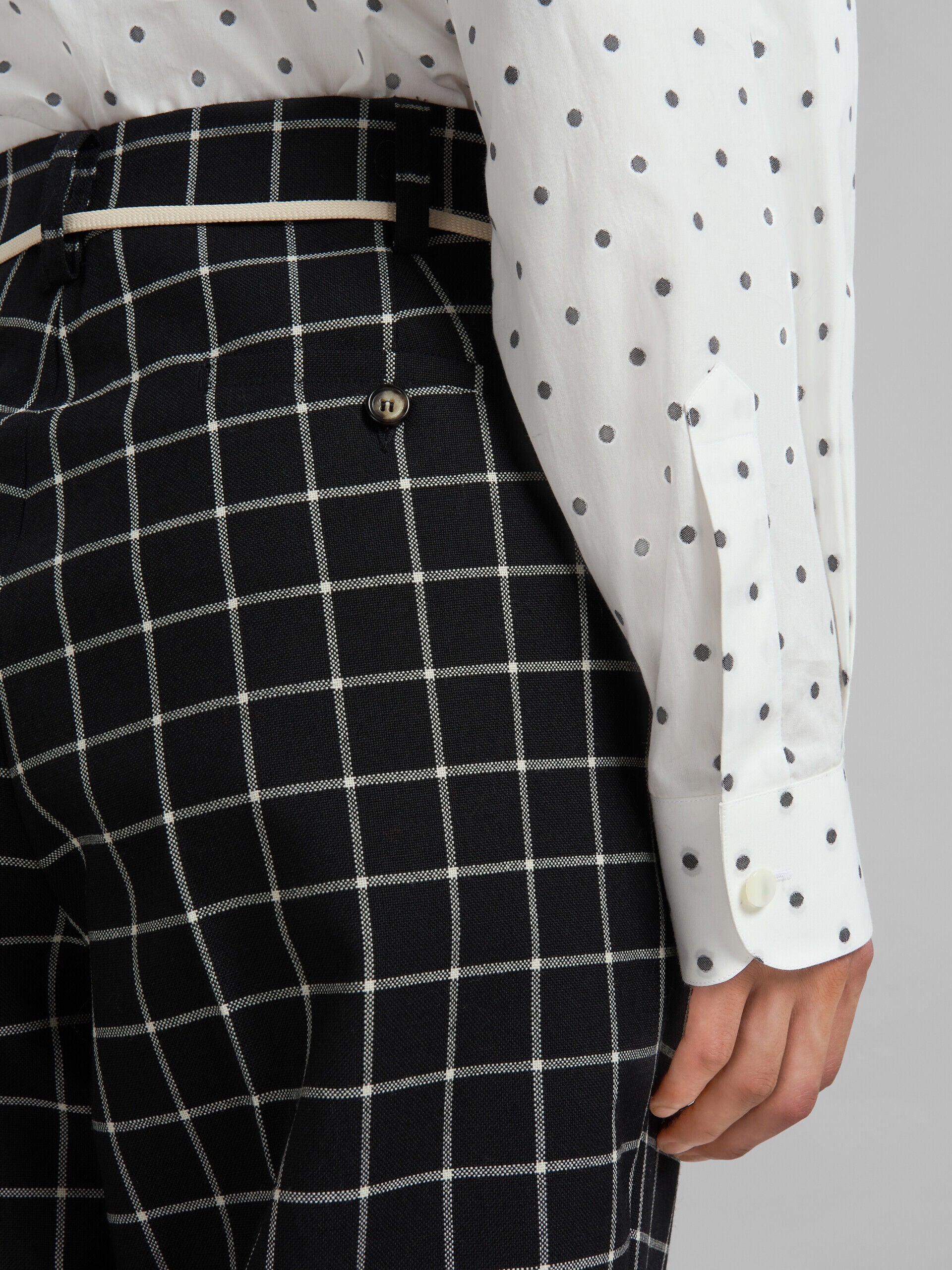 MARNI MEN'S BLACK CHECK WIDE-LEG TROUSERS - Image 4
