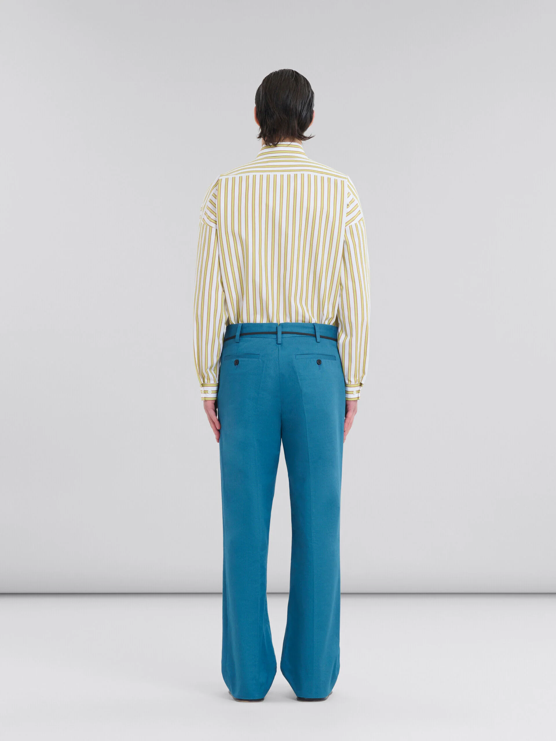 MARNI MEN'S BLUE WIDE-LEG TROUSERS WITH BELT DETAIL - Image 3