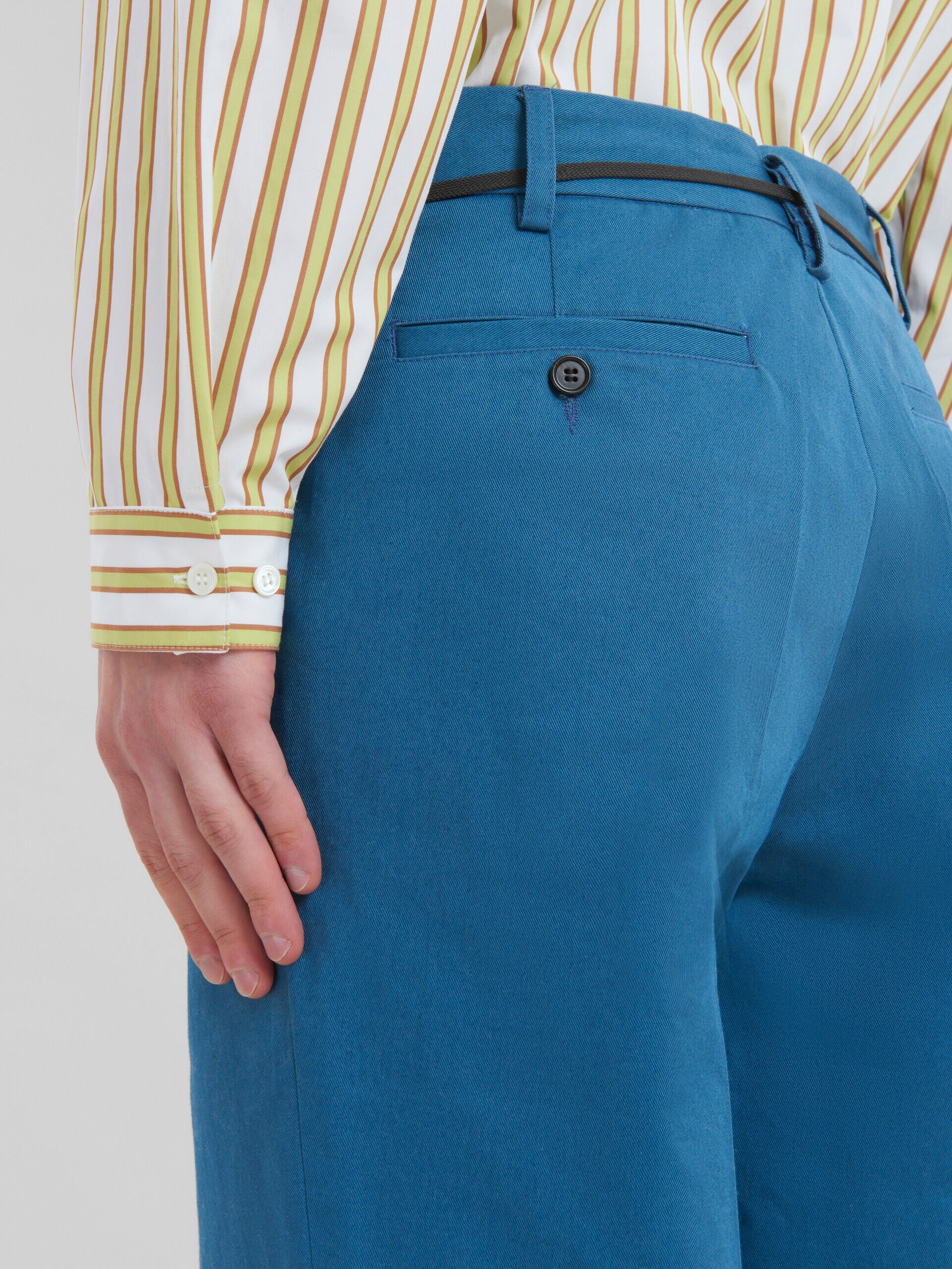 MARNI MEN'S BLUE WIDE-LEG TROUSERS WITH BELT DETAIL - Image 4
