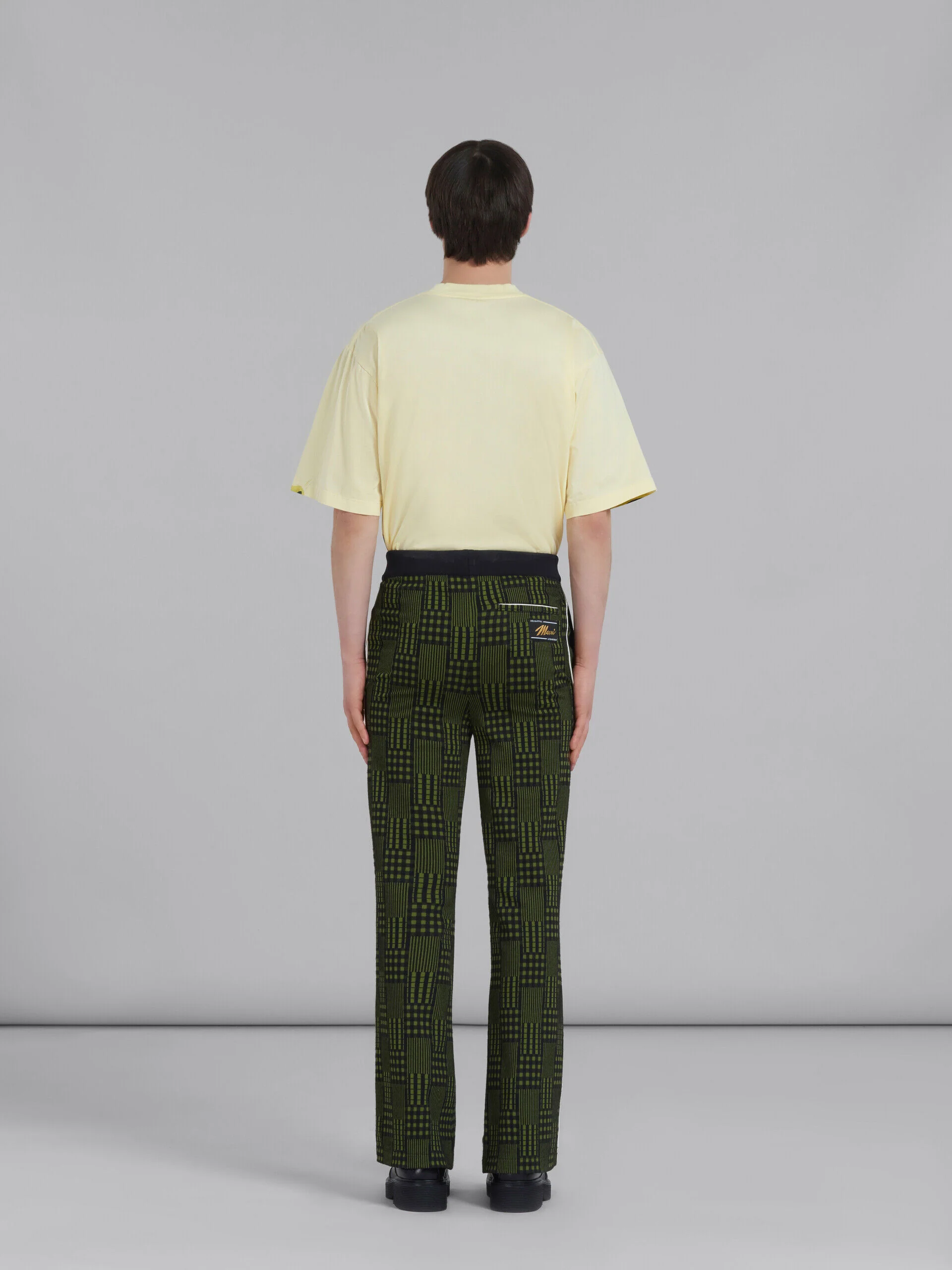 MARNI MEN'S GREEN PATTERNED WIDE-LEG TROUSERS - Image 3
