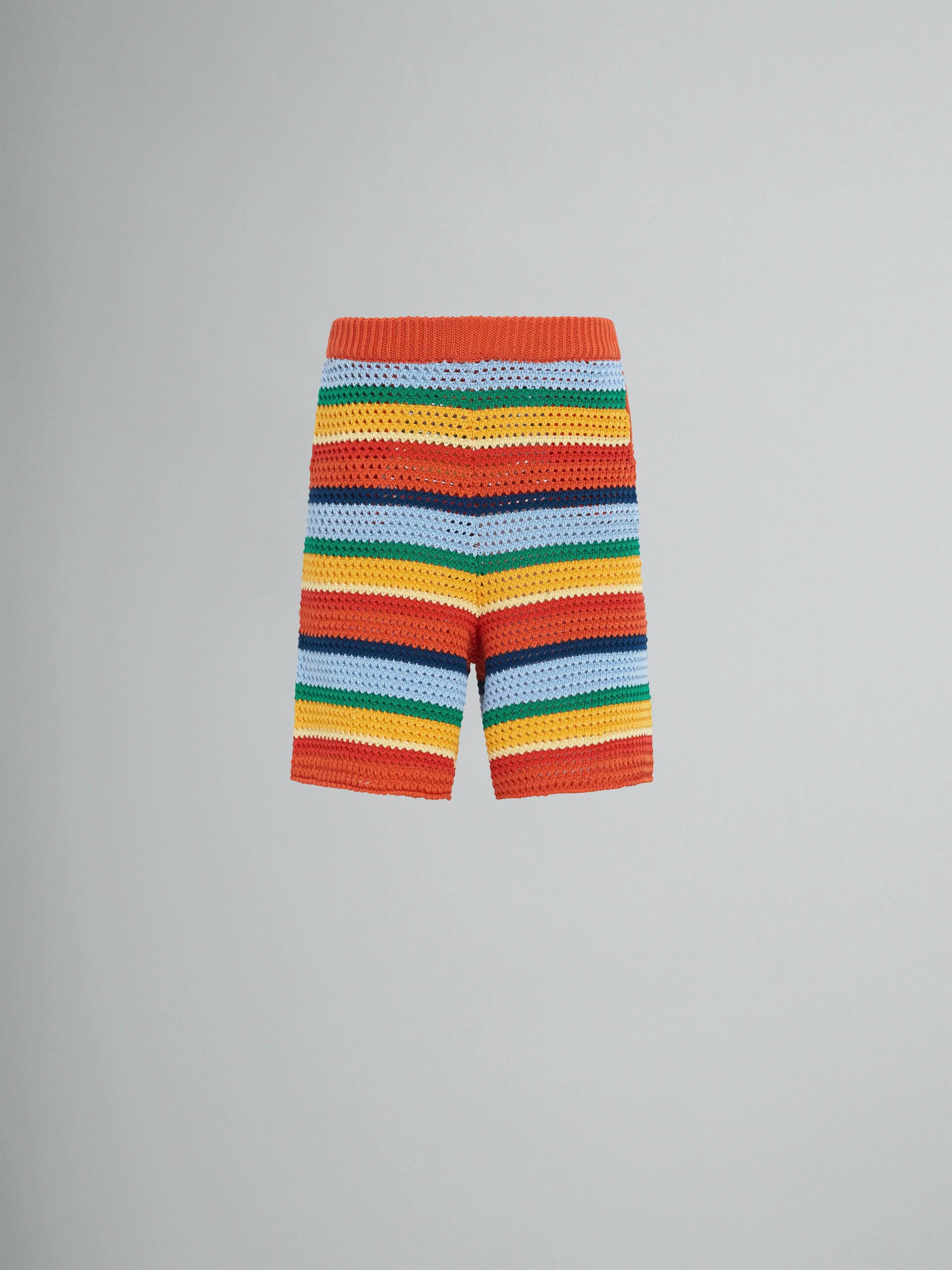 MARNI MEN'S MULTICOLOR STRIPED CROCHET SHORTS