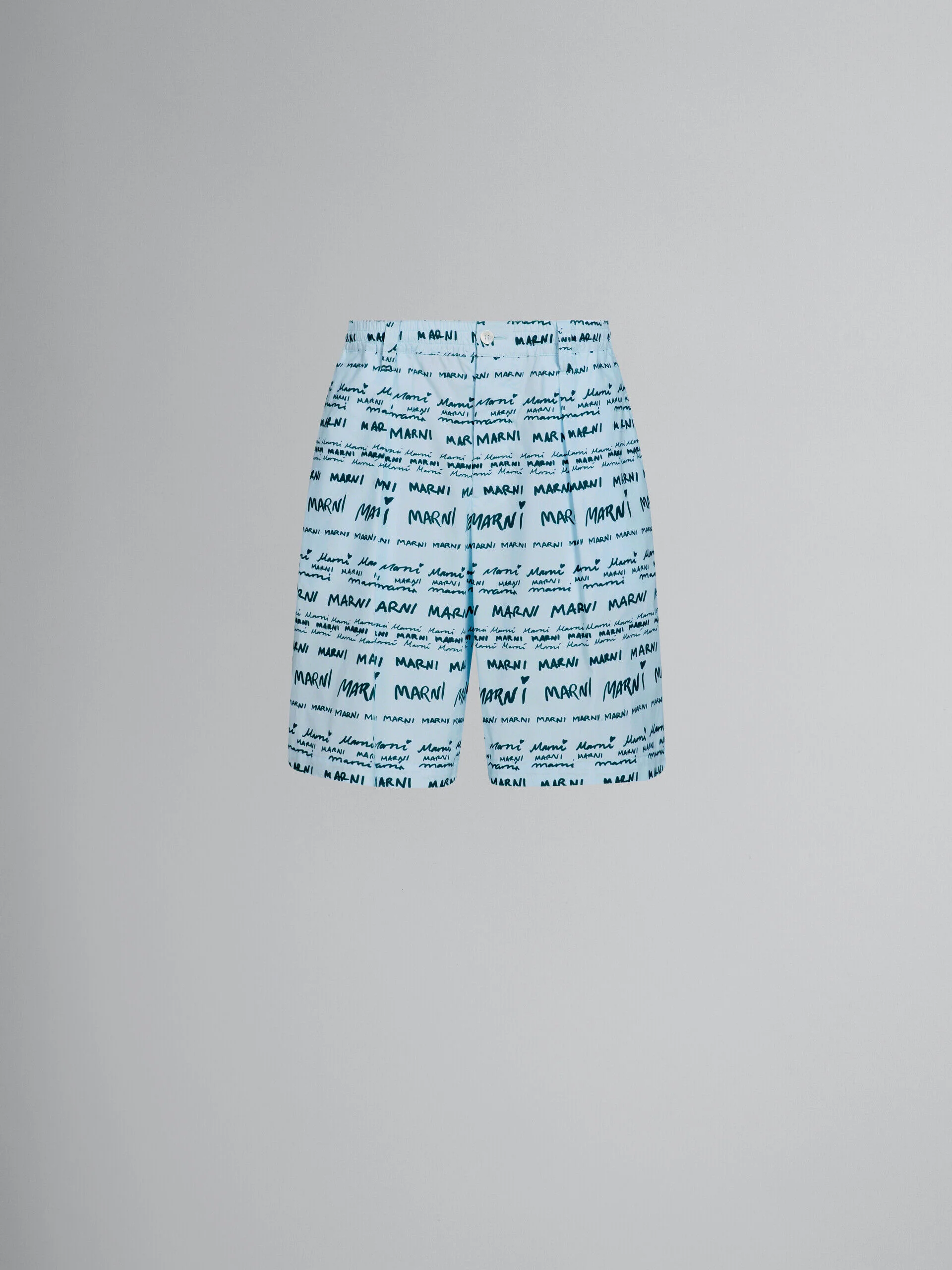 MARNI MEN'S LIGHT BLUE PATTERNED TAILORED SHORTS