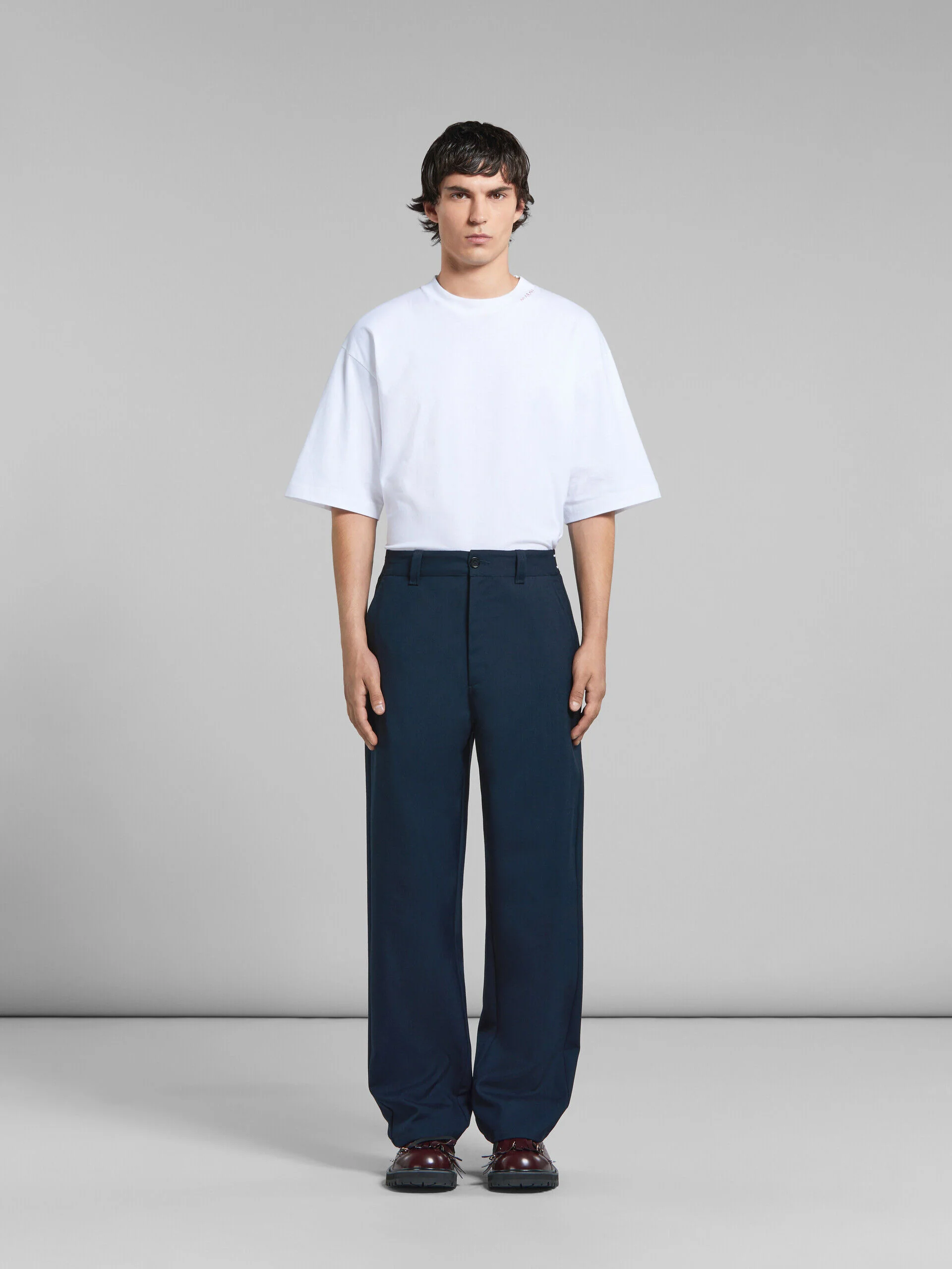 MARNI MEN'S NAVY WIDE-LEG TAILORED TROUSERS - Image 2