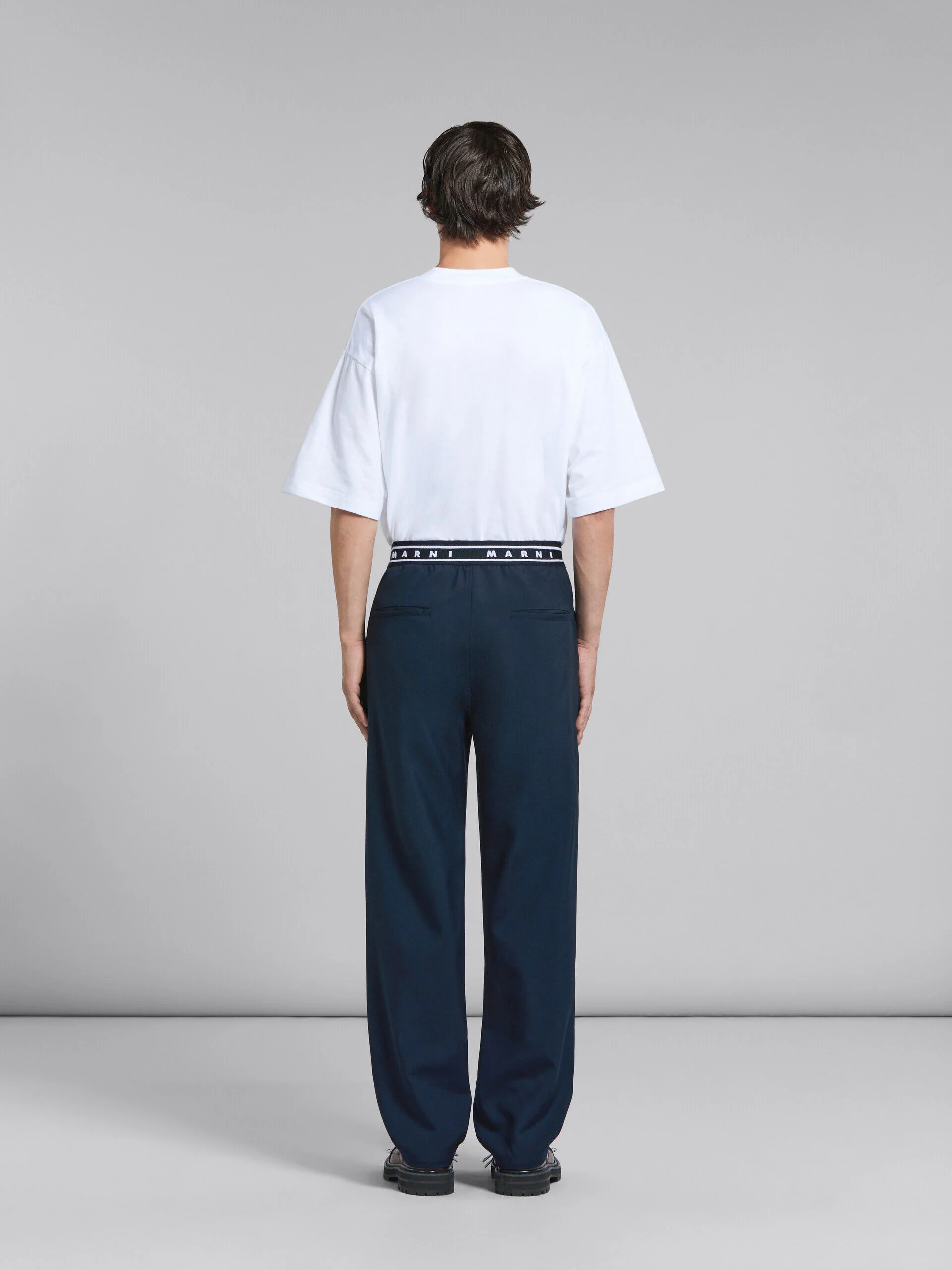 MARNI MEN'S NAVY WIDE-LEG TAILORED TROUSERS - Image 3